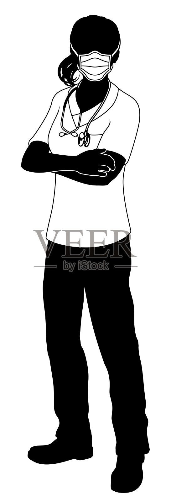 医生或护士女医学剪影人插画图片素材