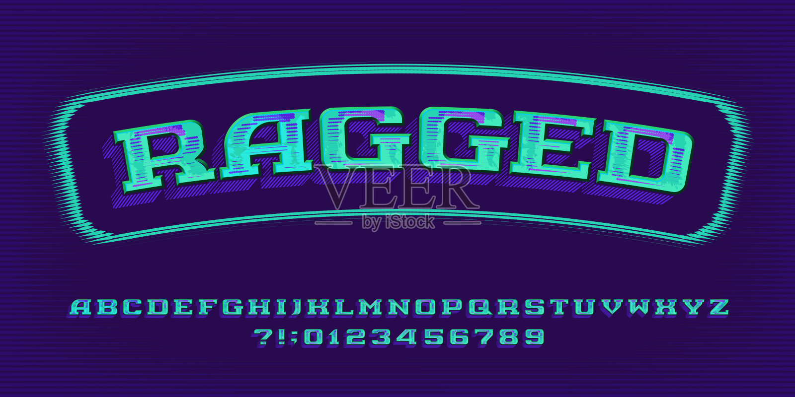 粗糙的字母字体。复古字母和数字标签，徽章或徽章设计。插画图片素材