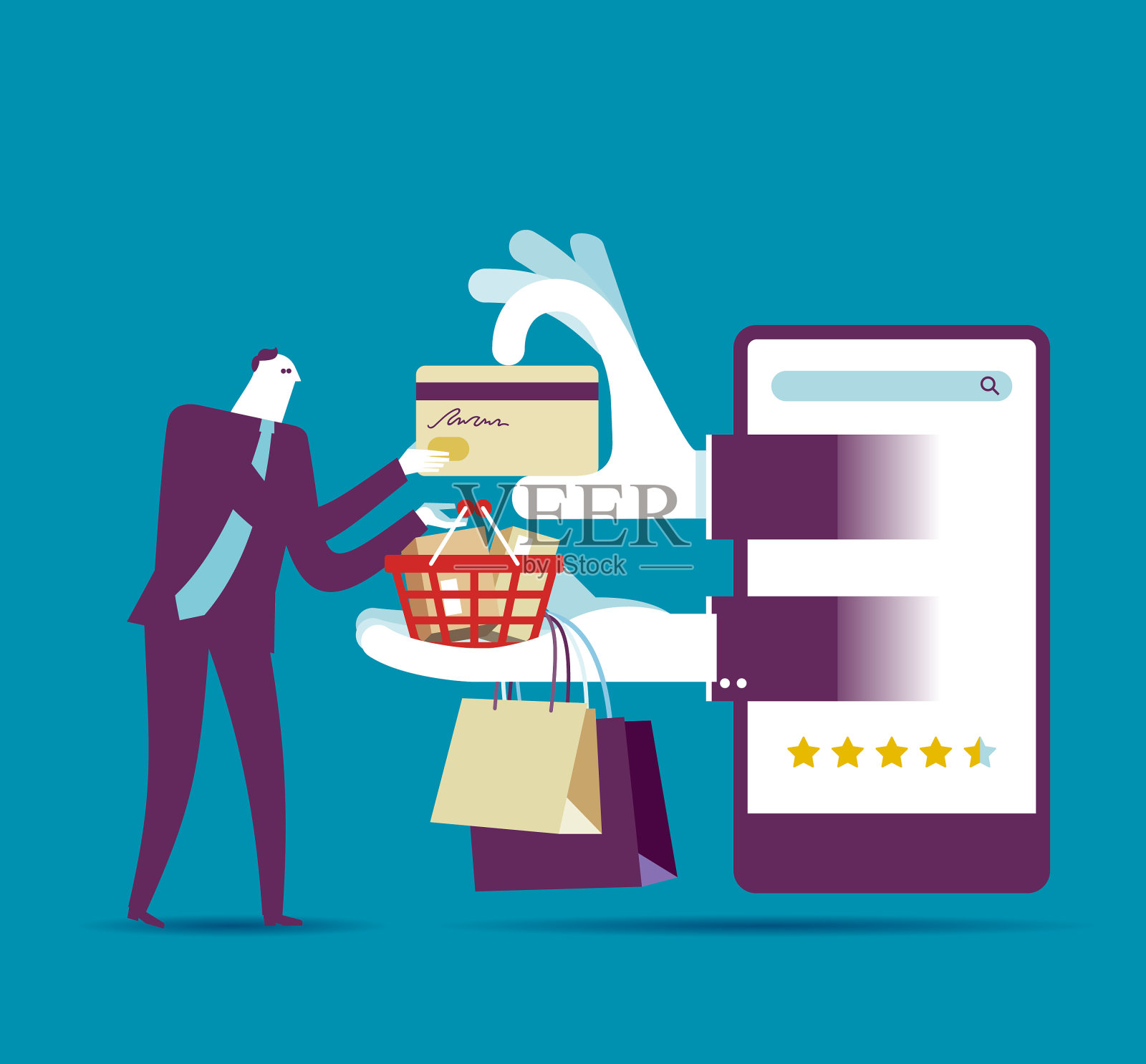网上购物概念插图插画图片素材