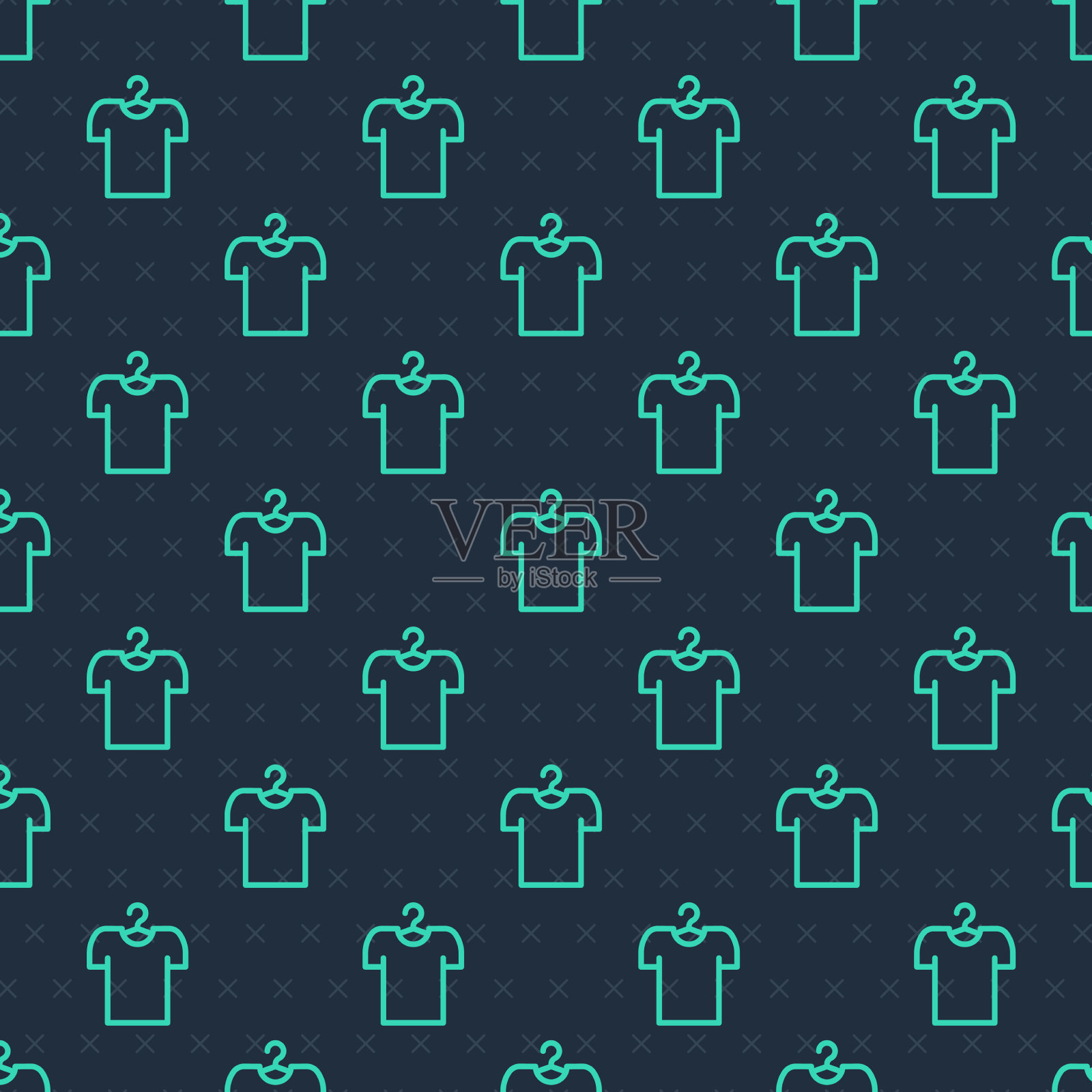 绿线t恤上衣架图标孤立插画图片素材