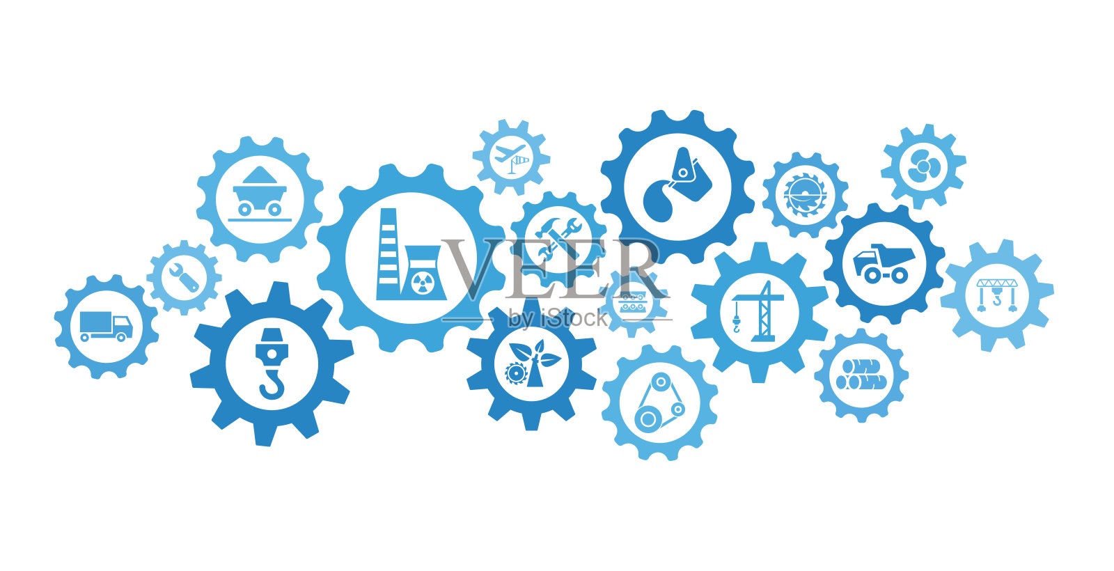 工业-齿轮机构抽象背景概念-矢量股票插图插画图片素材