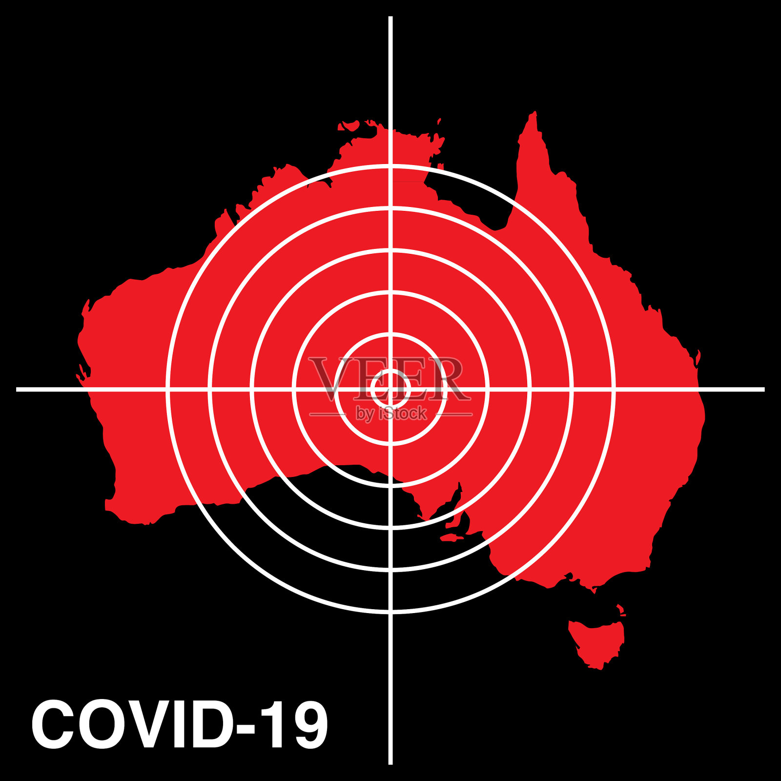 COVID-19澳大利亚目标地图图标插画图片素材