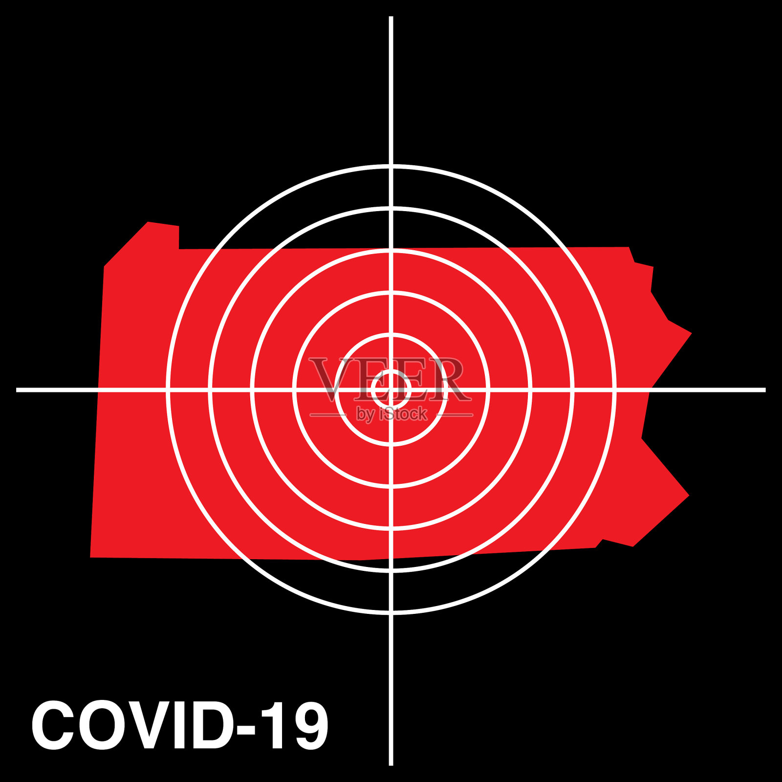 COVID-19宾夕法尼亚州目标地图图标插画图片素材
