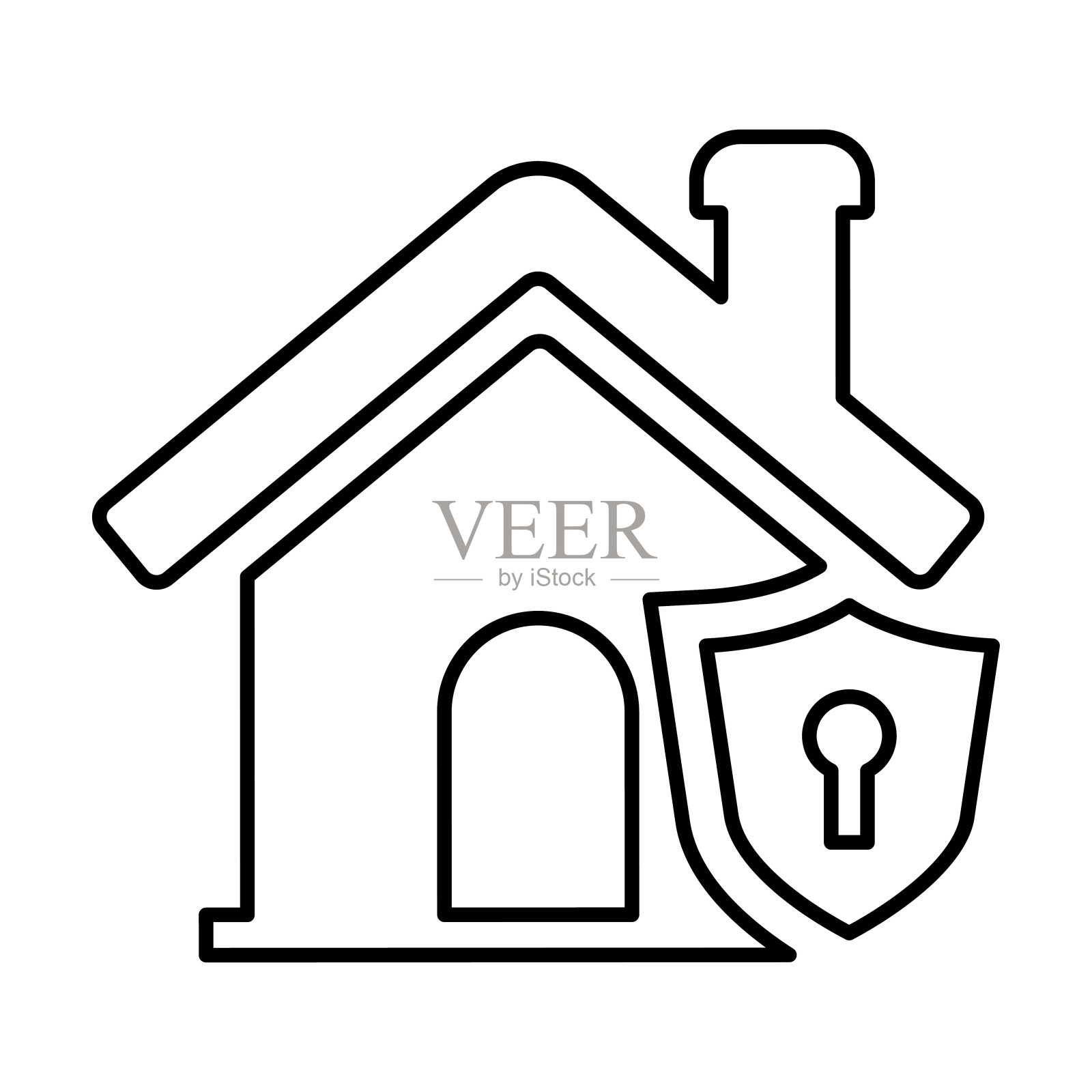 家庭安全图标在大纲风格插画图片素材