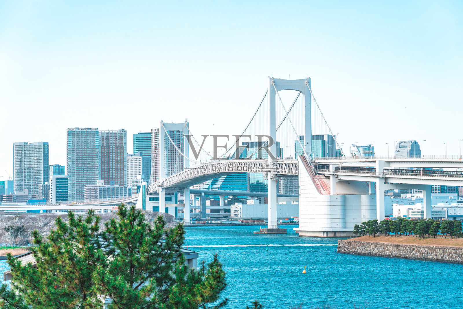 从台场看彩虹桥照片摄影图片