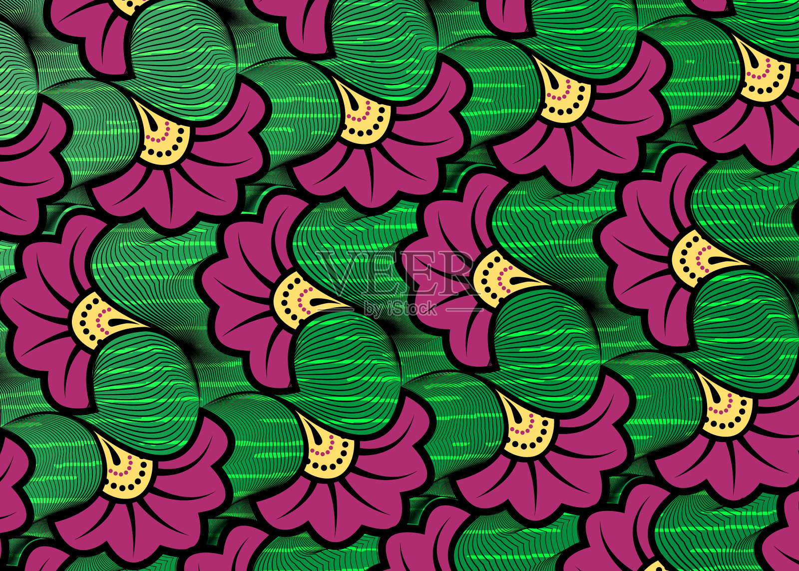 非洲民族花蜡染印花织物插画图片素材