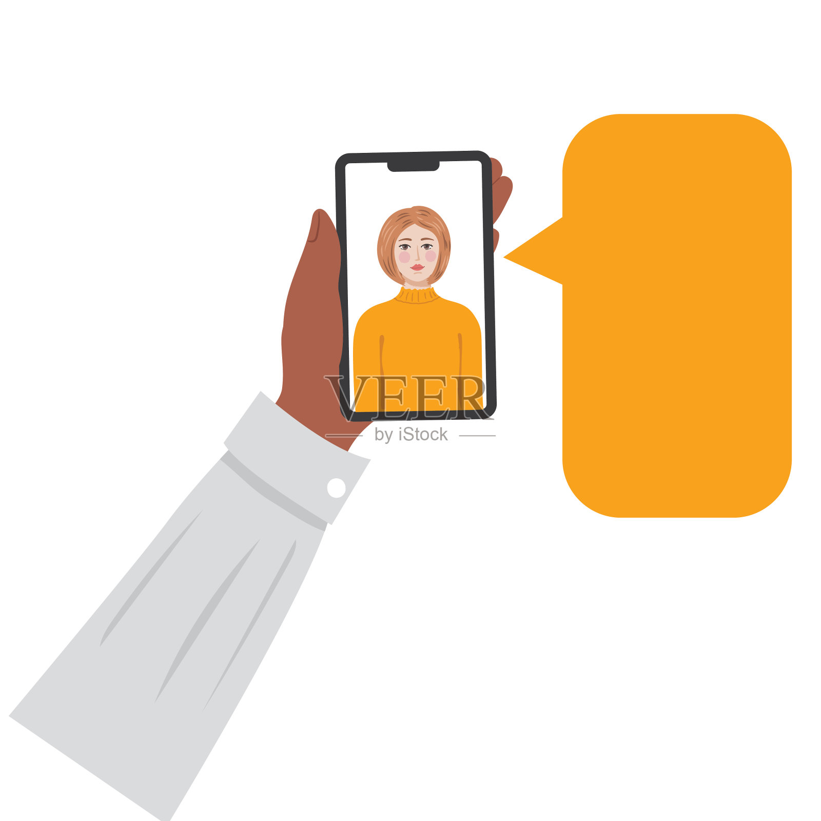 在透明的背景下用手机给人发信息设计元素图片