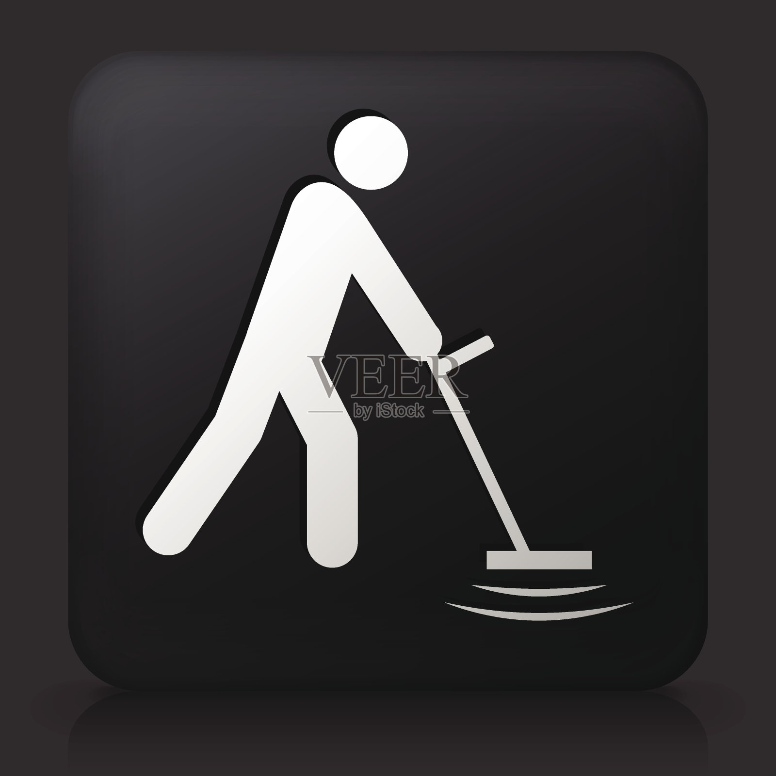 黑色方形按钮与金属探测器图标插画图片素材