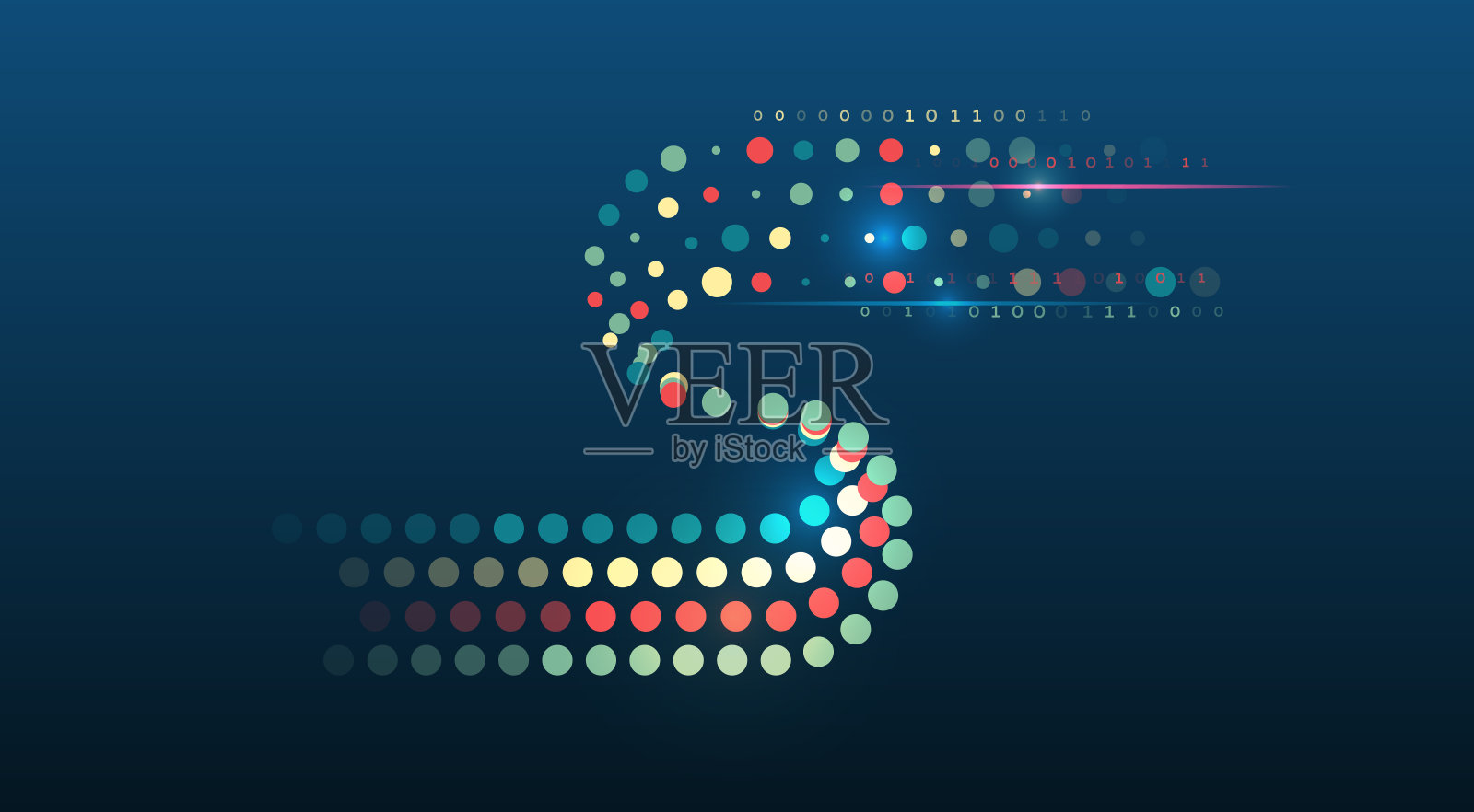 未来网络或商业分析。构建信息流。数据分析概念。在黑暗的背景下整理大量的数据。大数据可视化。插画图片素材