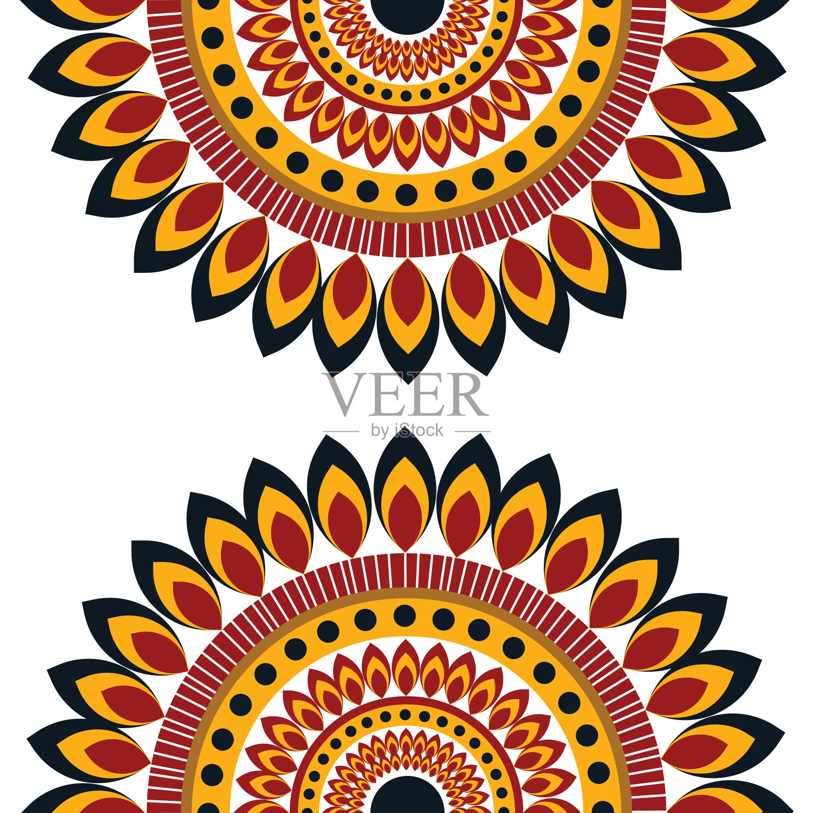 白色背景上的彩色曼陀罗插画图片素材