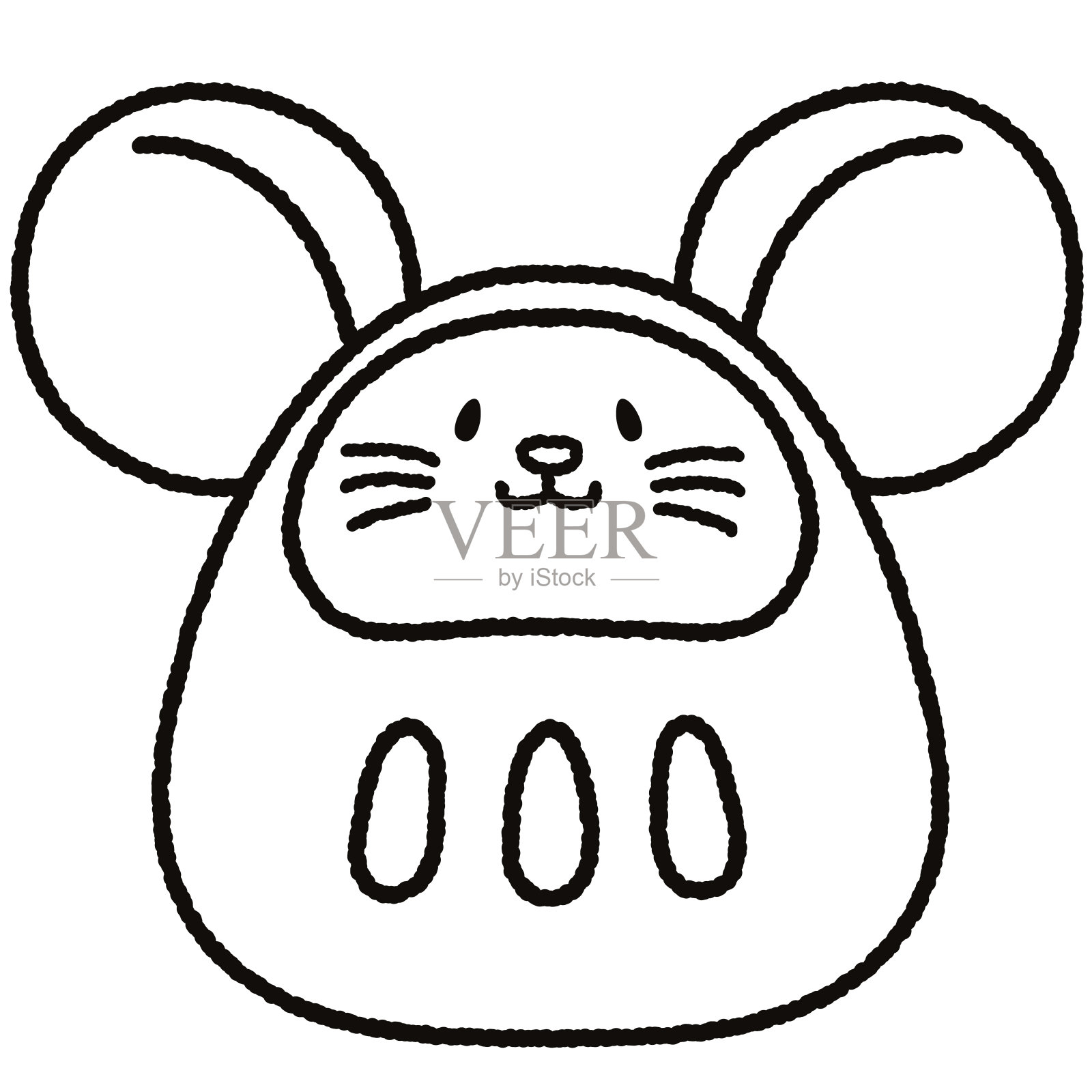 可爱的老鼠主题达摩娃娃轮廓只有插画图片素材