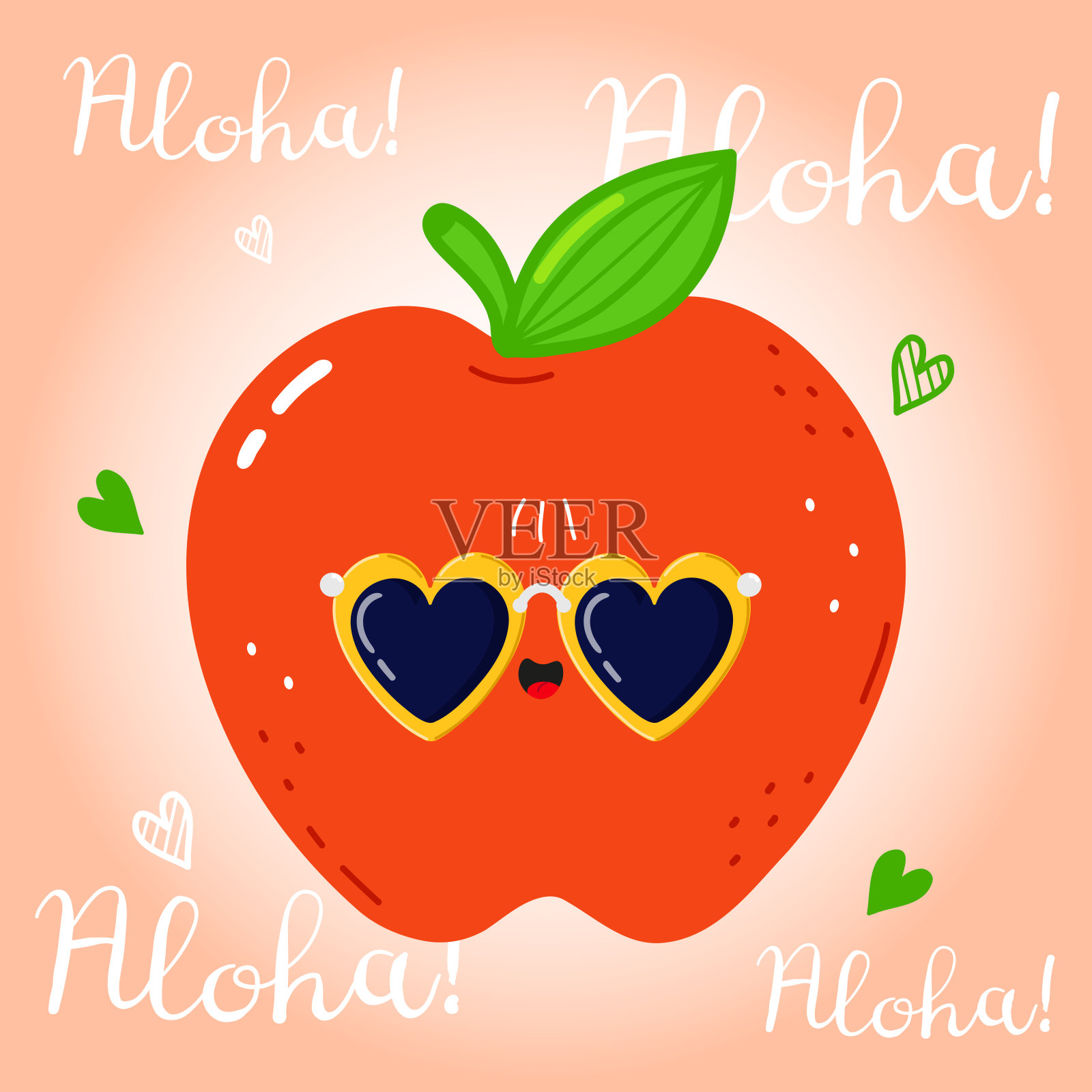 可爱有趣的红苹果角色插画图片素材