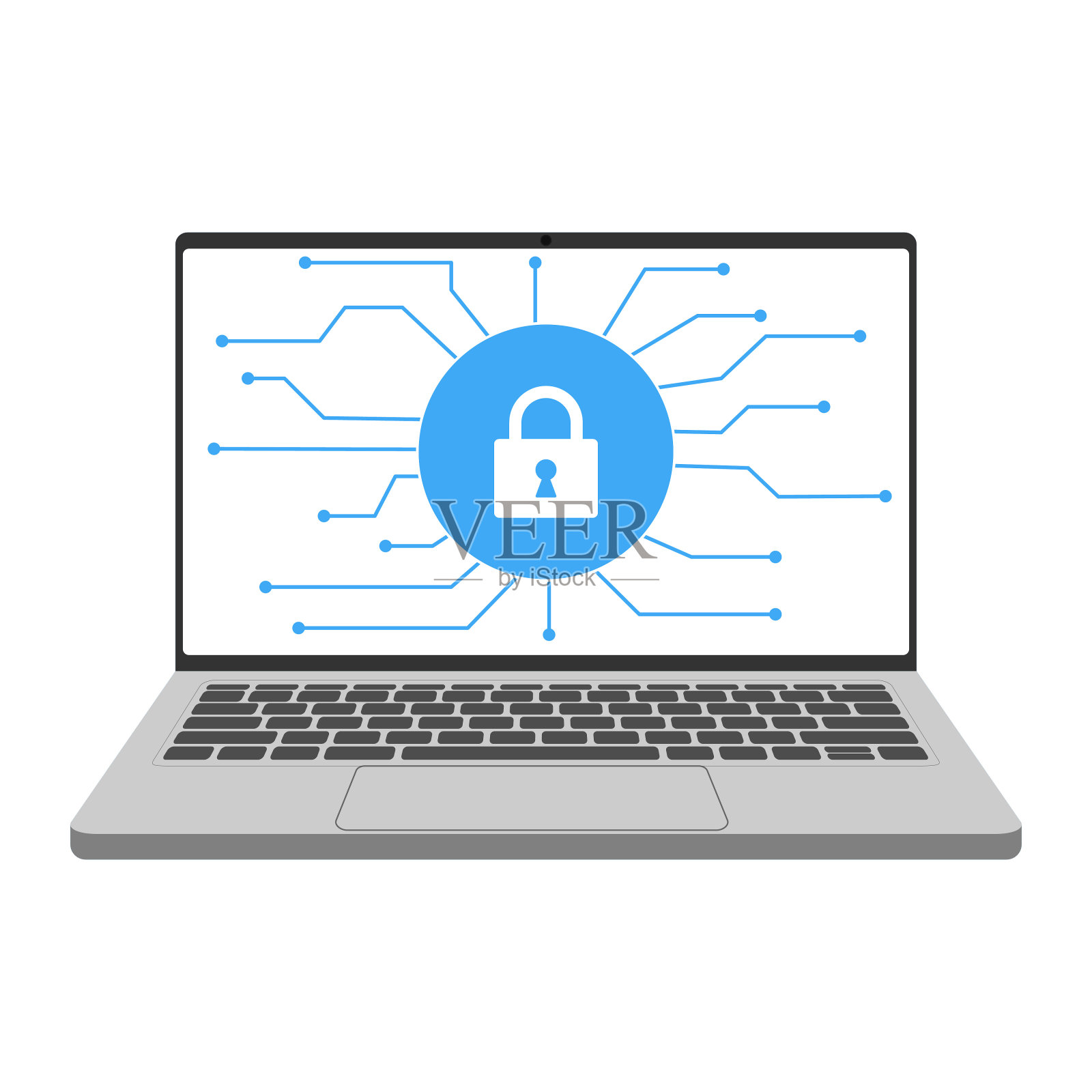 计算机网络安全。流量加密，VPN，隐私防病毒保护破解，设计，矢量，平面风格。插画图片素材