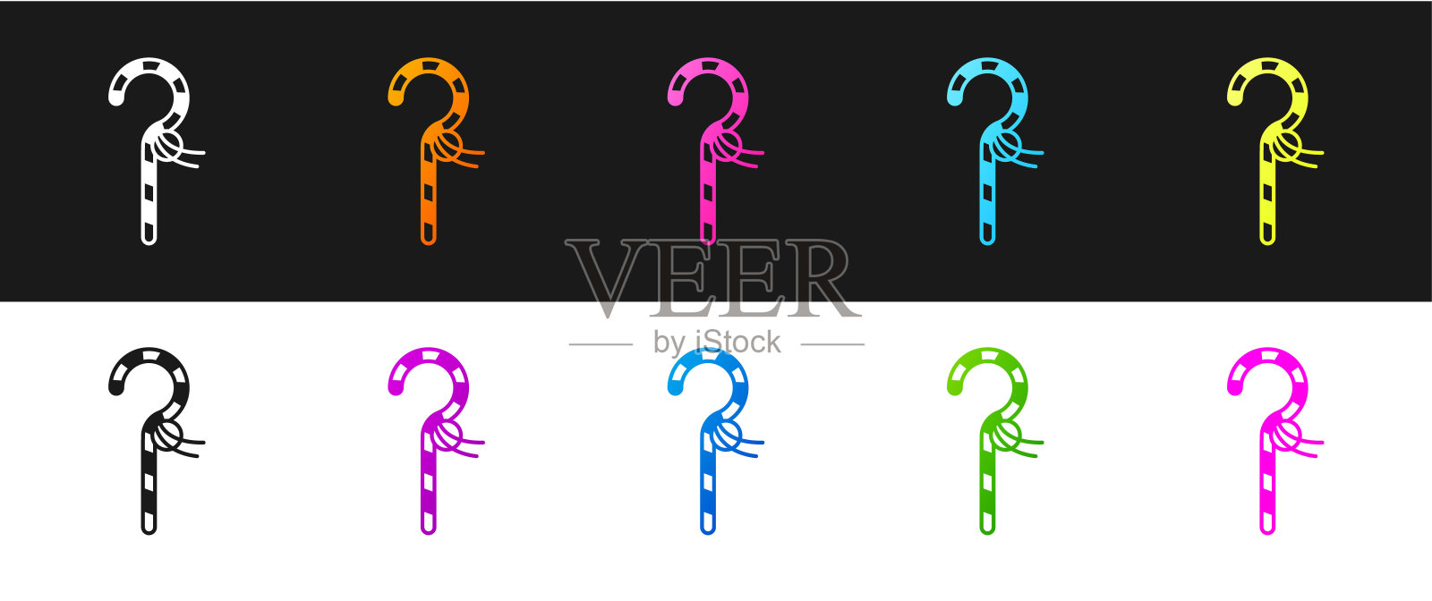 设置骗子图标孤立的黑色和白色的背景。古埃及的象征。埃及的权杖。向量图标素材