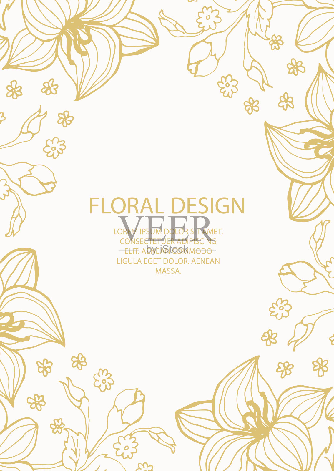 优雅的花卉元素的设计模板，文字的地方。奢华的花卉镶边。蕾丝装饰生日和贺卡，婚礼邀请，证书。插画图片素材