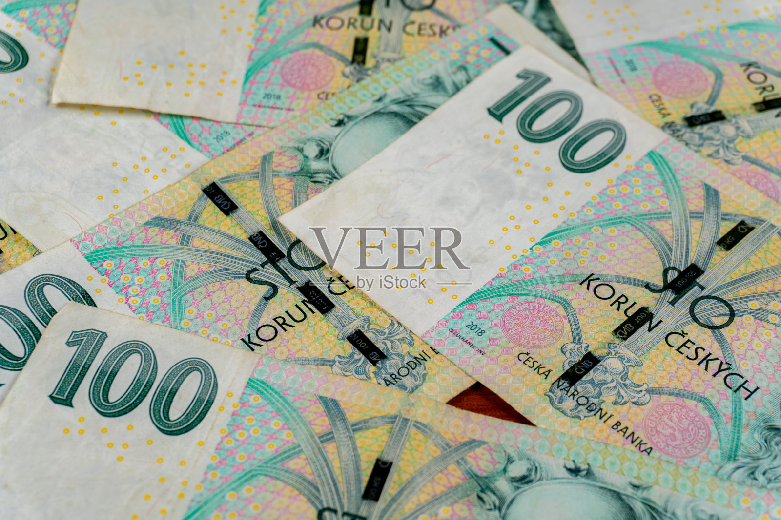 捷克共和国货币。照片摄影图片