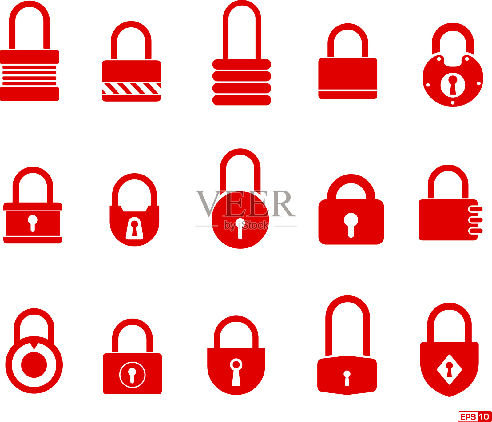安全或密码锁图标包-矢量插图插画图片素材