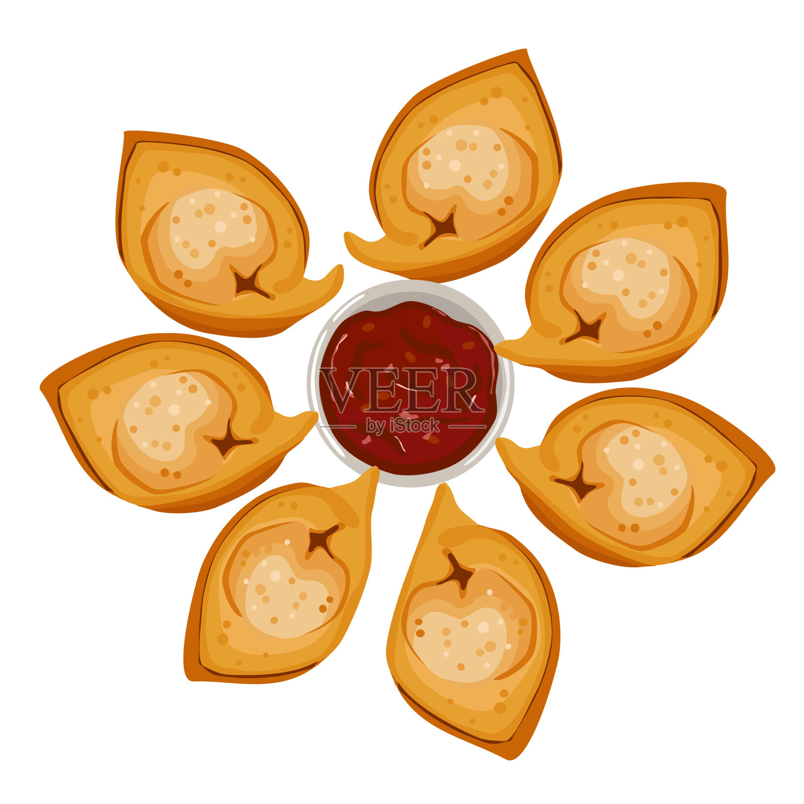 炸馍馍或馄饨。矢量图插画图片素材