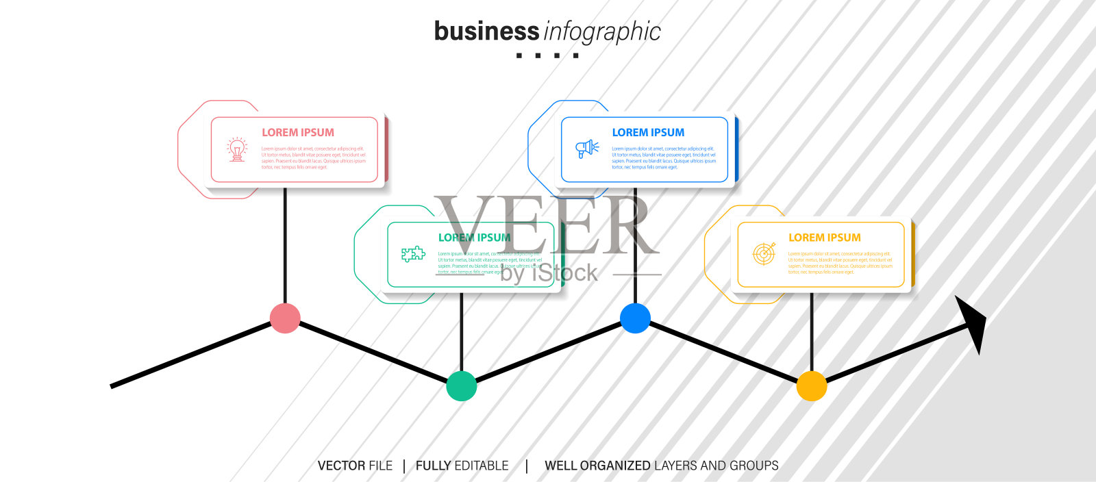 商业信息图表时间线图标设计的抽象背景模板股票插图插画图片素材