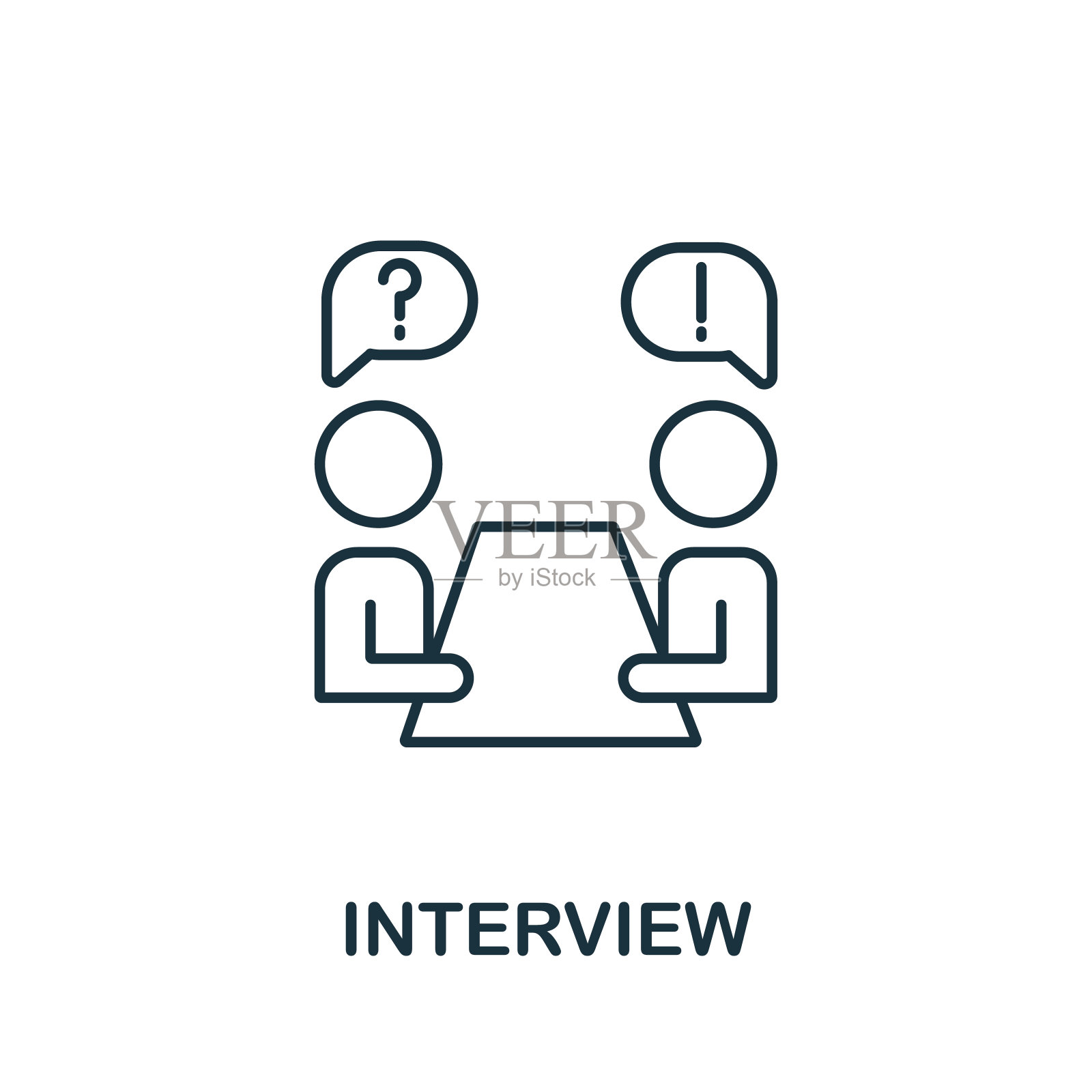 面试图标从猎头收集。简单的线条面试图标模板，网页设计和信息图插画图片素材