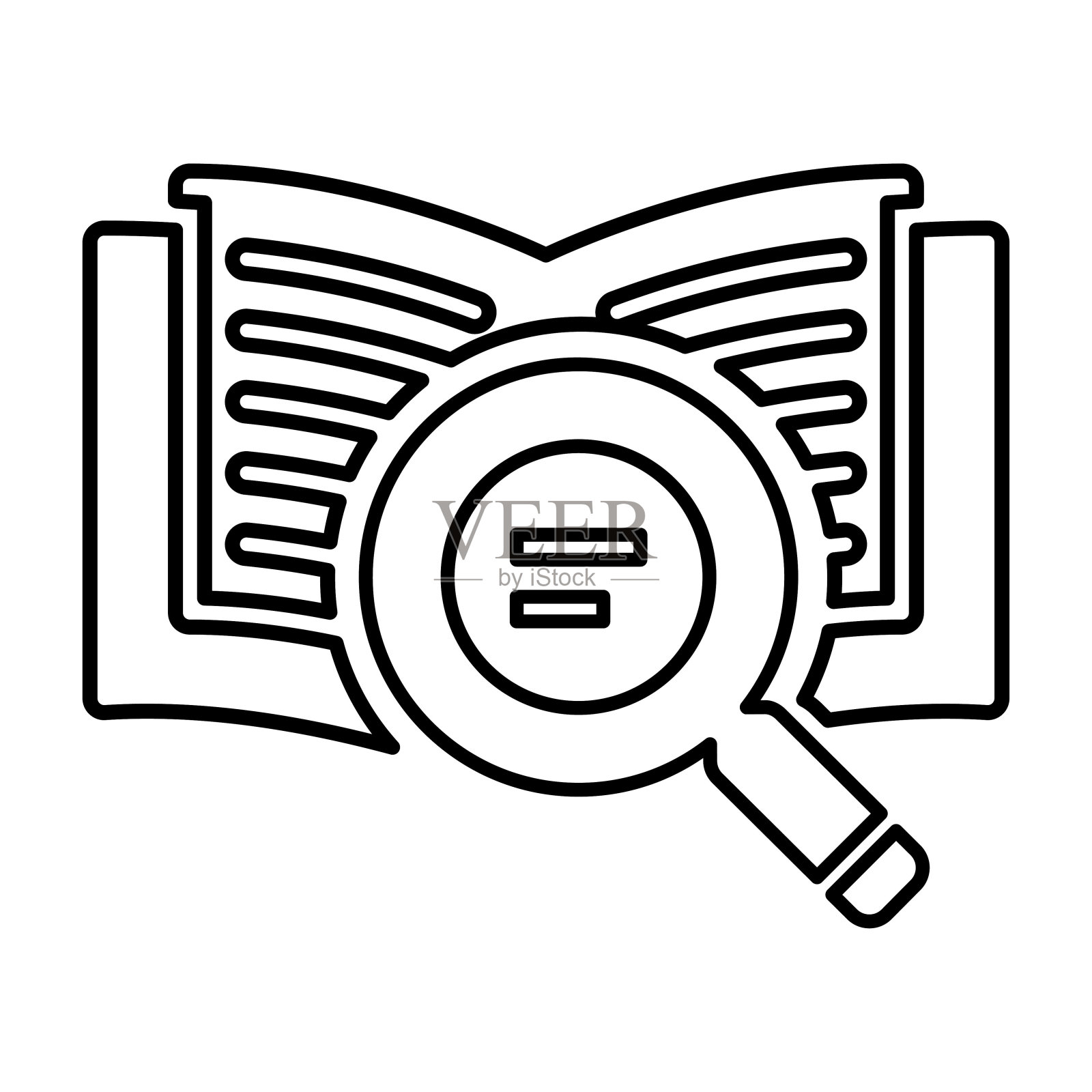 搜索图书图标在大纲样式插画图片素材