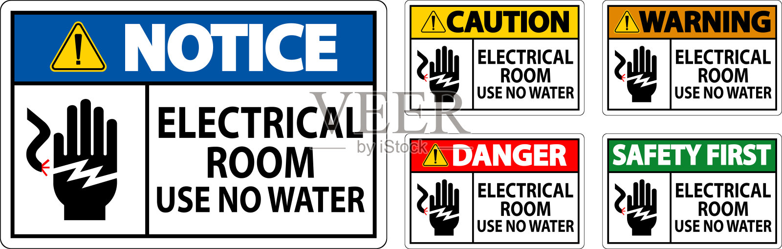 禁区标志危险电气室禁止用水插画图片素材