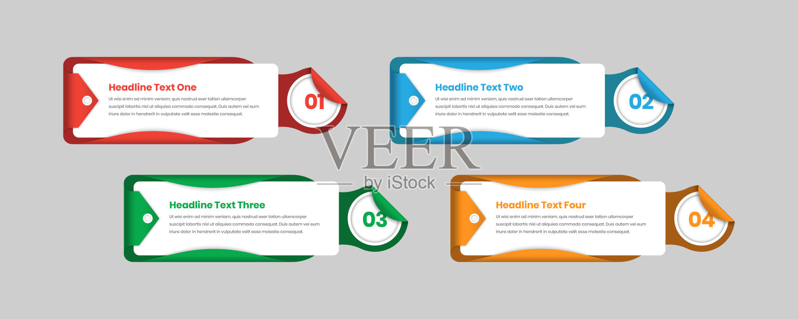 抽象信封形状设计了带有数字的现代步骤信息图模板设计模板素材