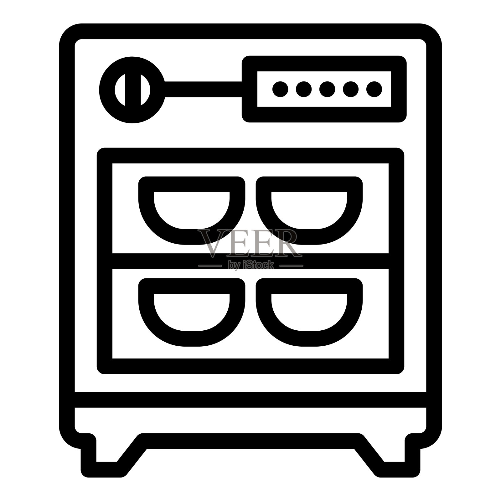洗碗机线图标。家庭病媒插图孤立在白色。厨房电器的轮廓样式设计和应用程序。Eps 10。插画图片素材