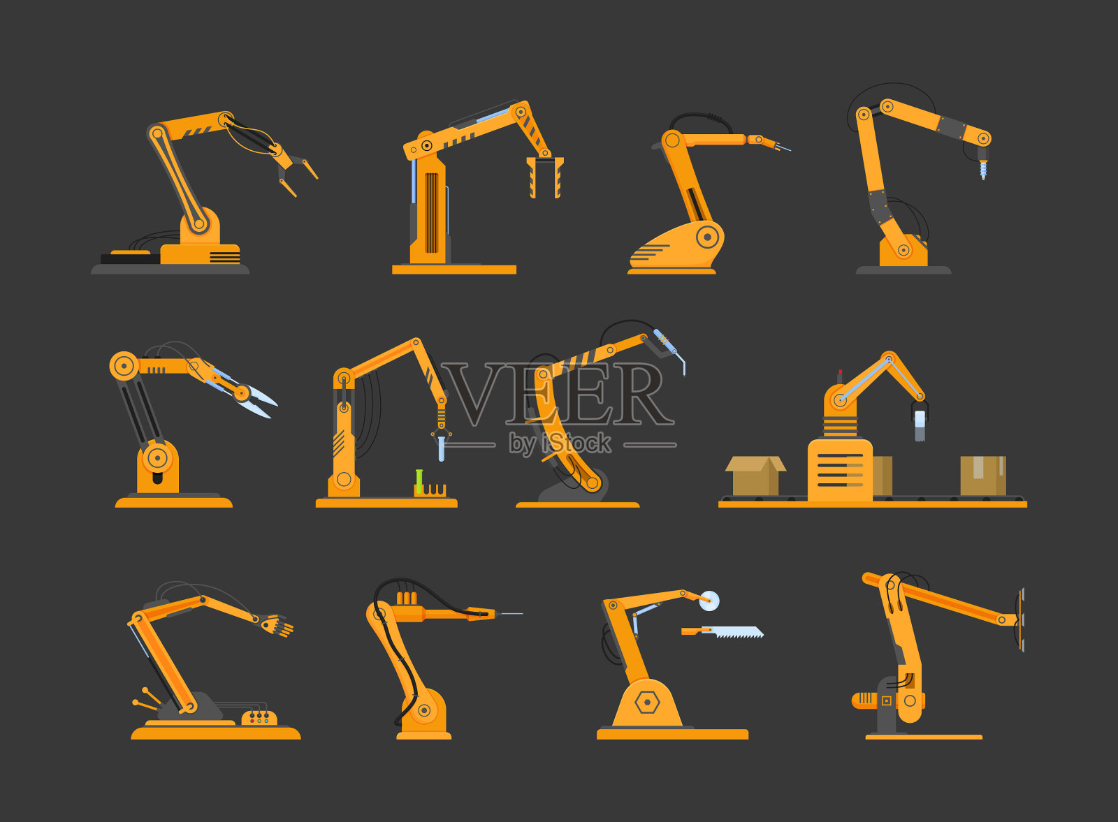 机械手设置机械机械手自动化插画图片素材