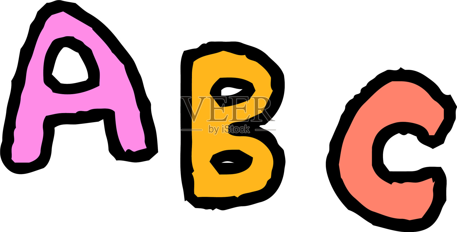 ABC字母涂鸦，一个孩子画的插画图片素材