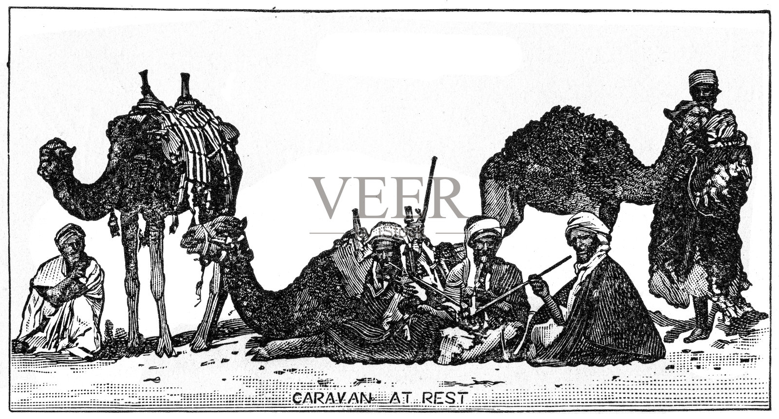 1899年旅行车休息雕刻插画图片素材