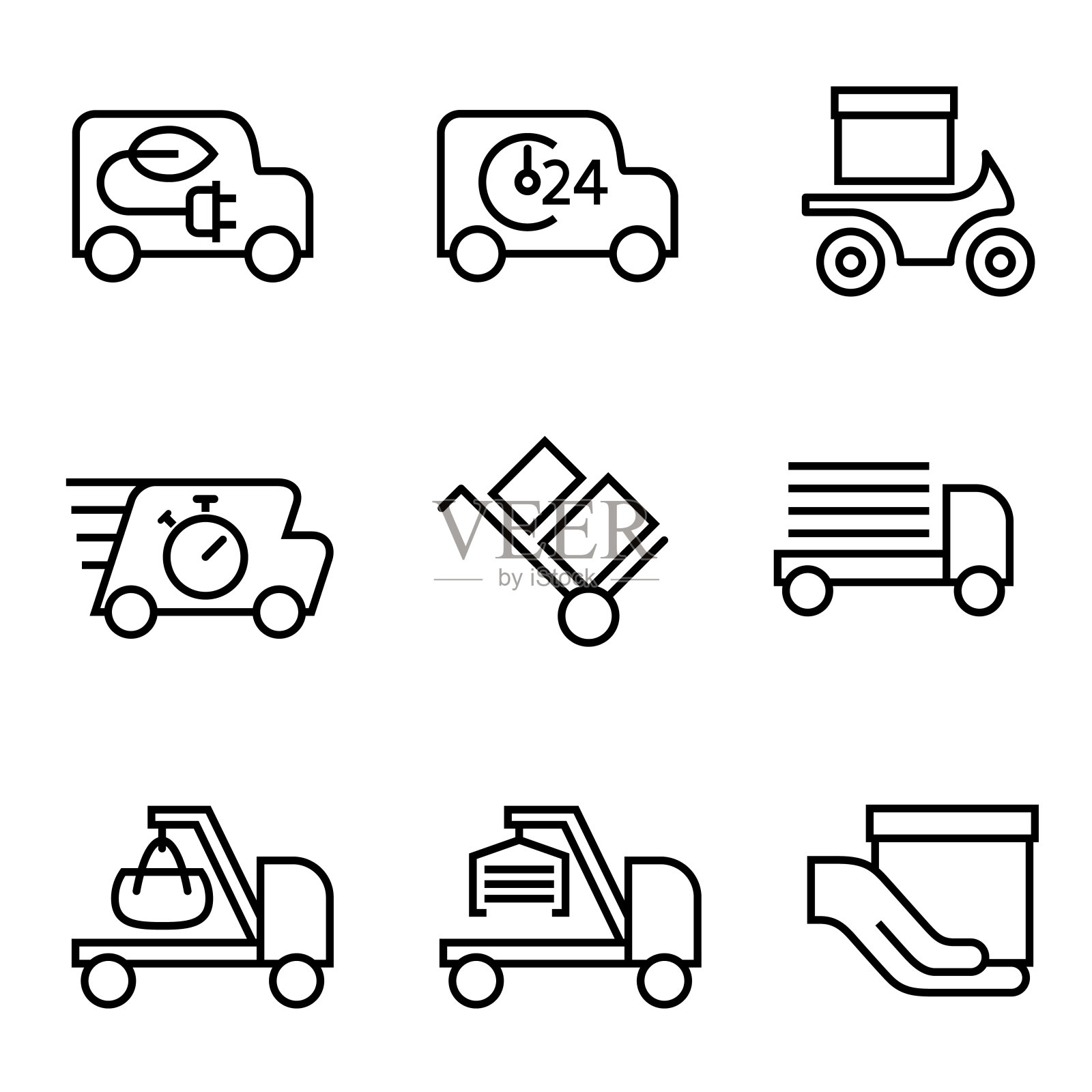 送货服务卡车和货车图标插画图片素材