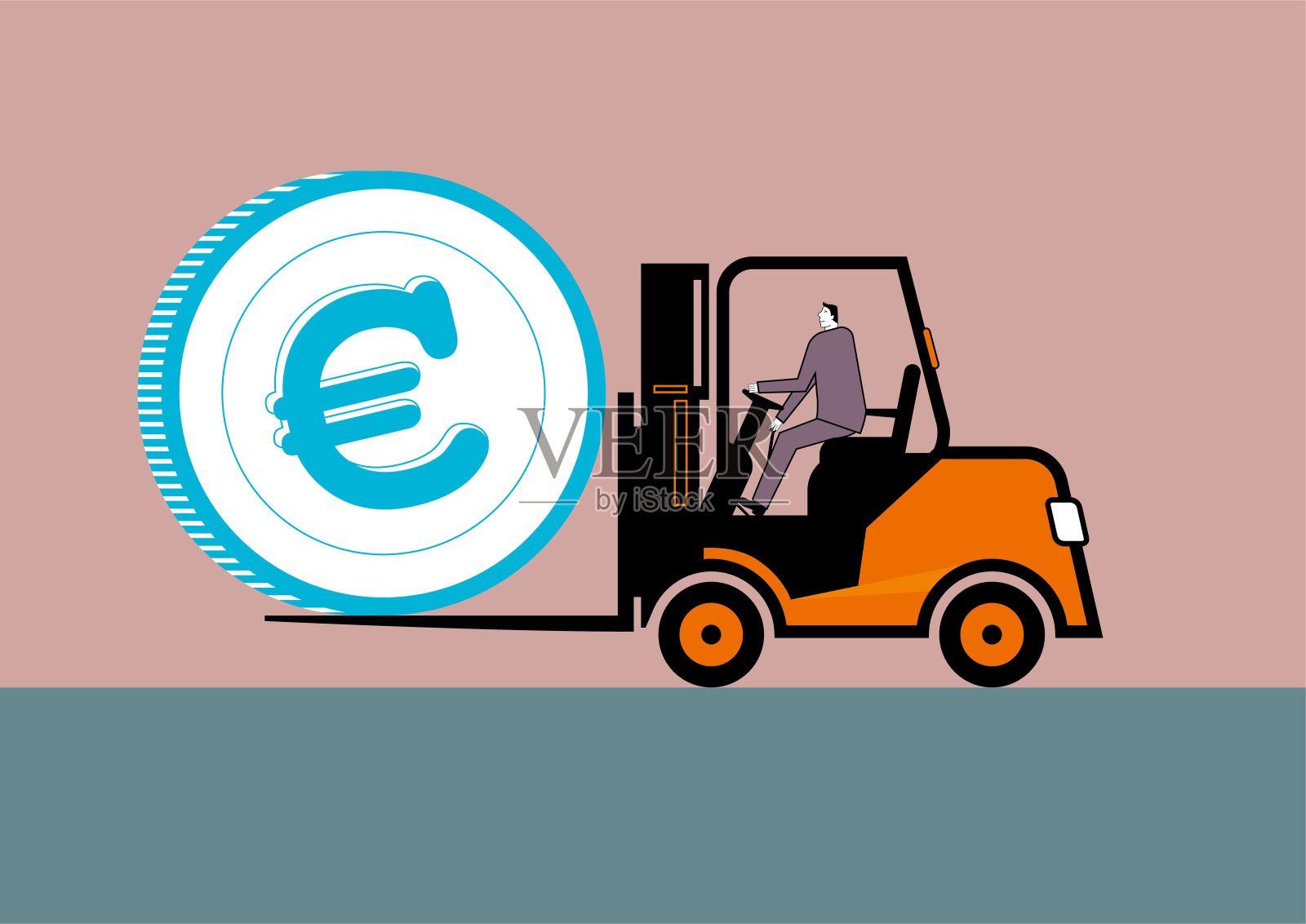 矢量绘制叉车。插画图片素材