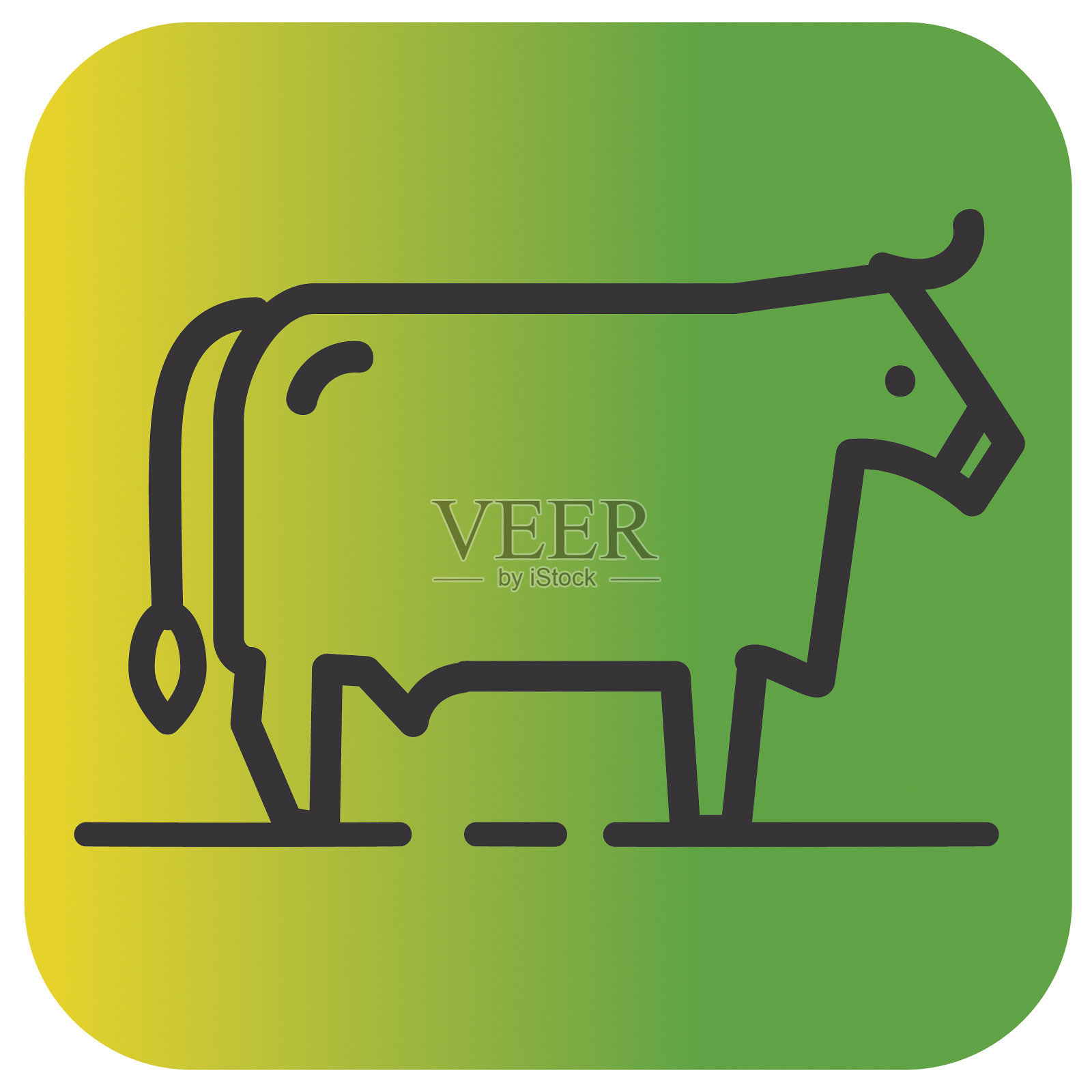 农场和农业牛平面简单的轮廓线艺术设计图标插画图片素材