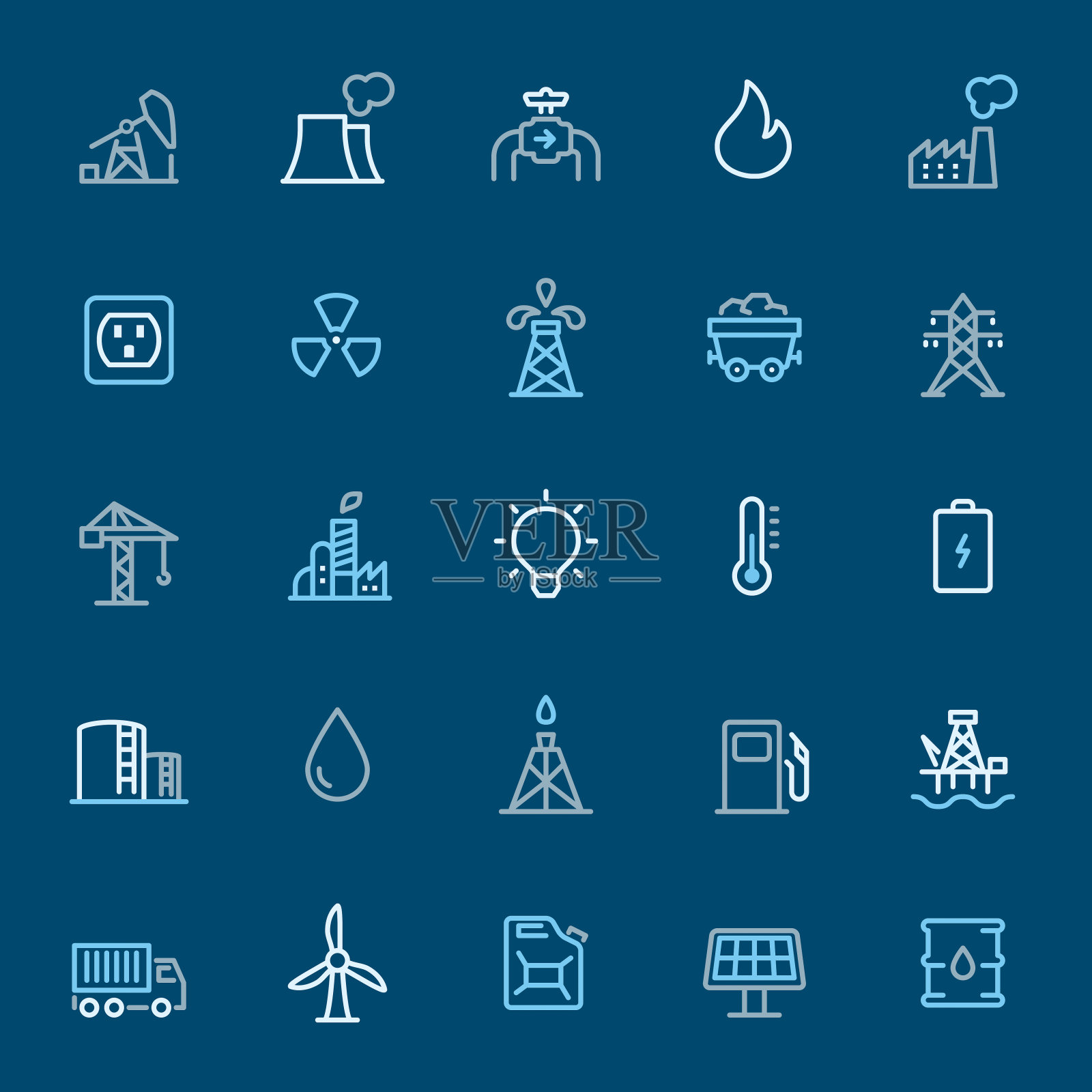 电力工业-彩色轮廓图标图标素材