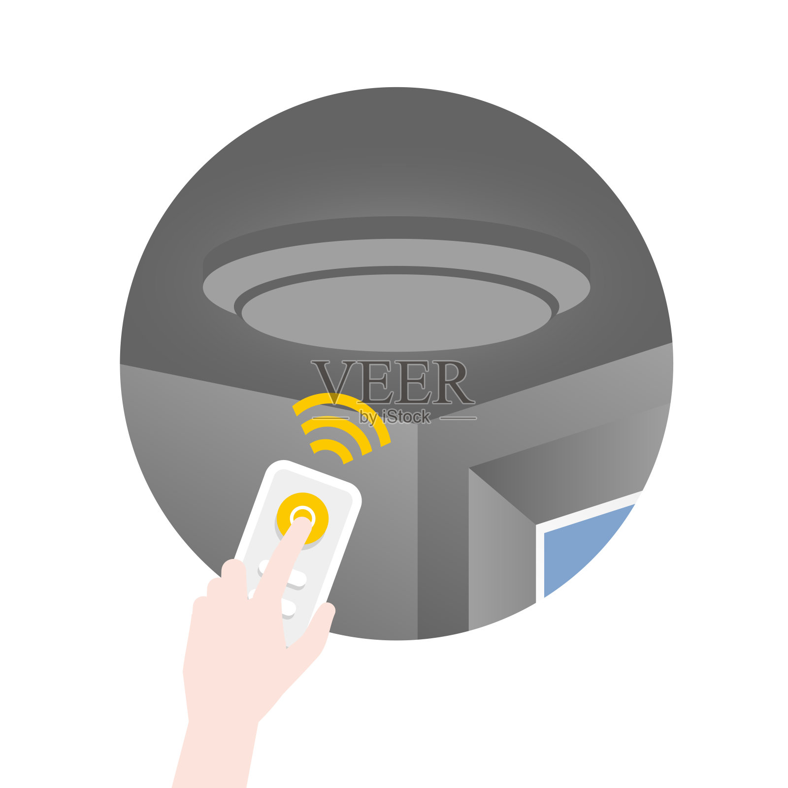 简单说明_白色密封灯，关闭，遥控，开关插画图片素材