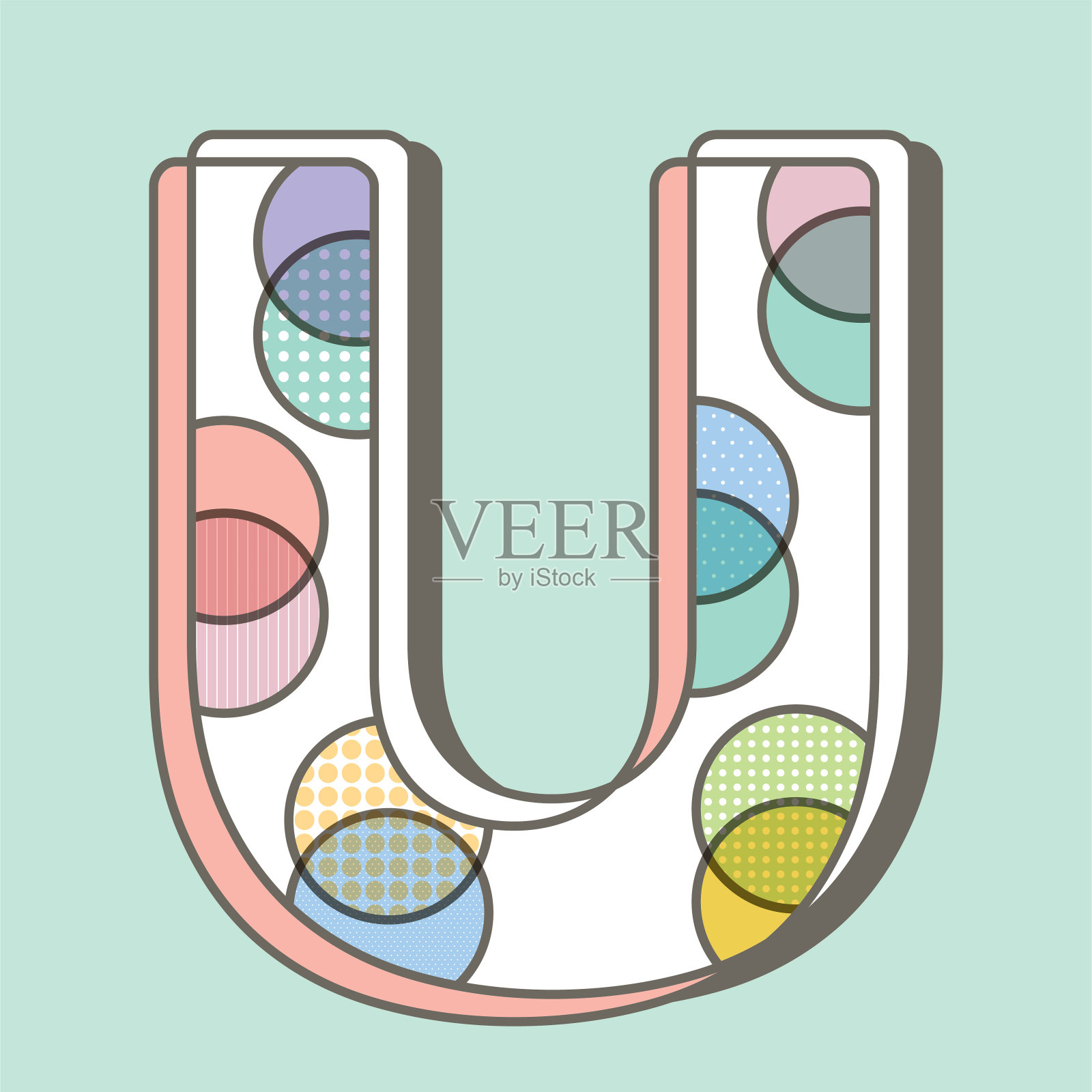 彩色点现代流行艺术风格的字母设计元素图片