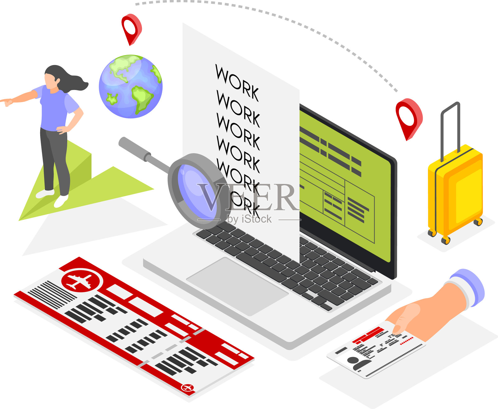 工作迁移构成设计元素图片