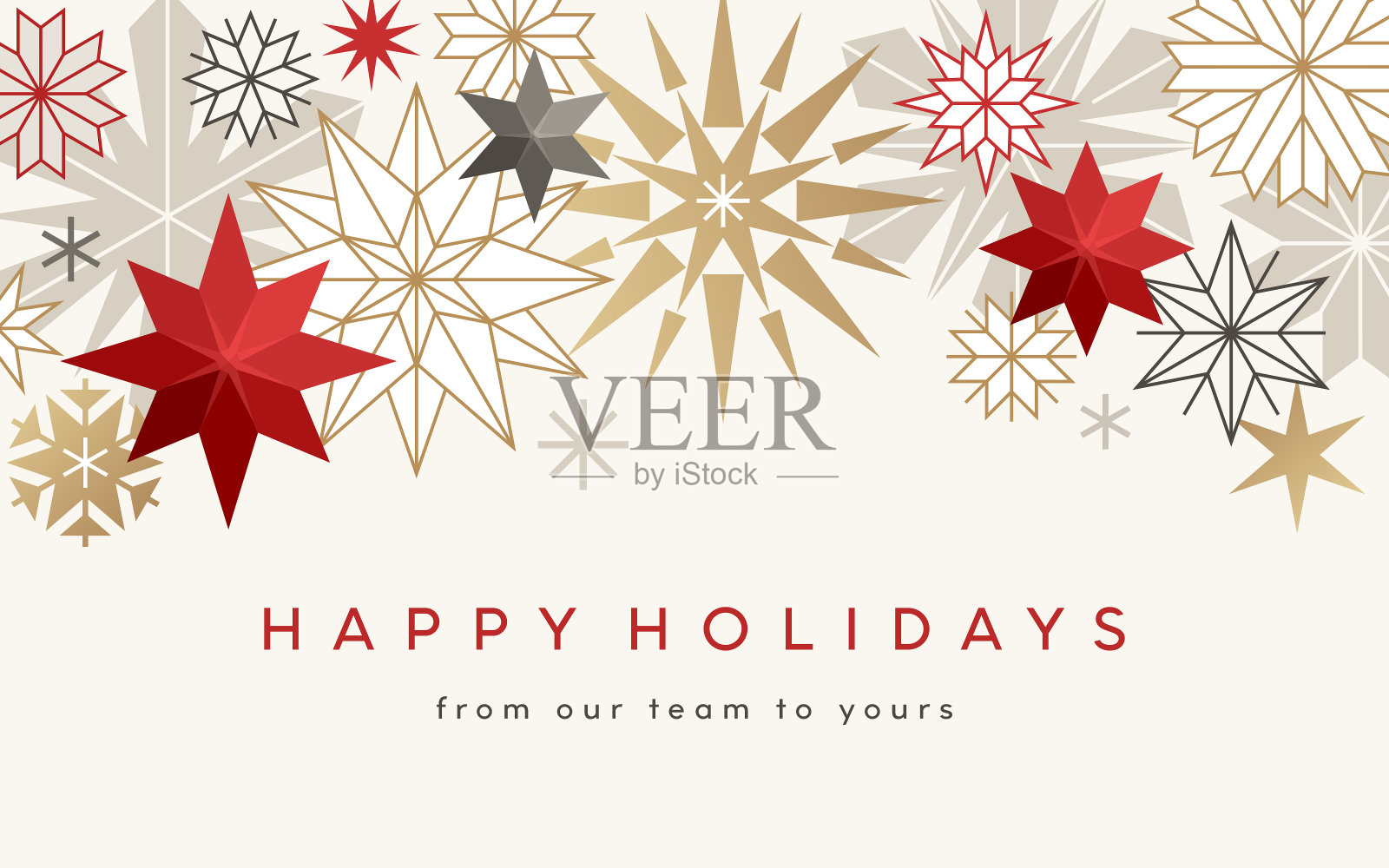 节日背景与风格化的雪花和星星插画图片素材