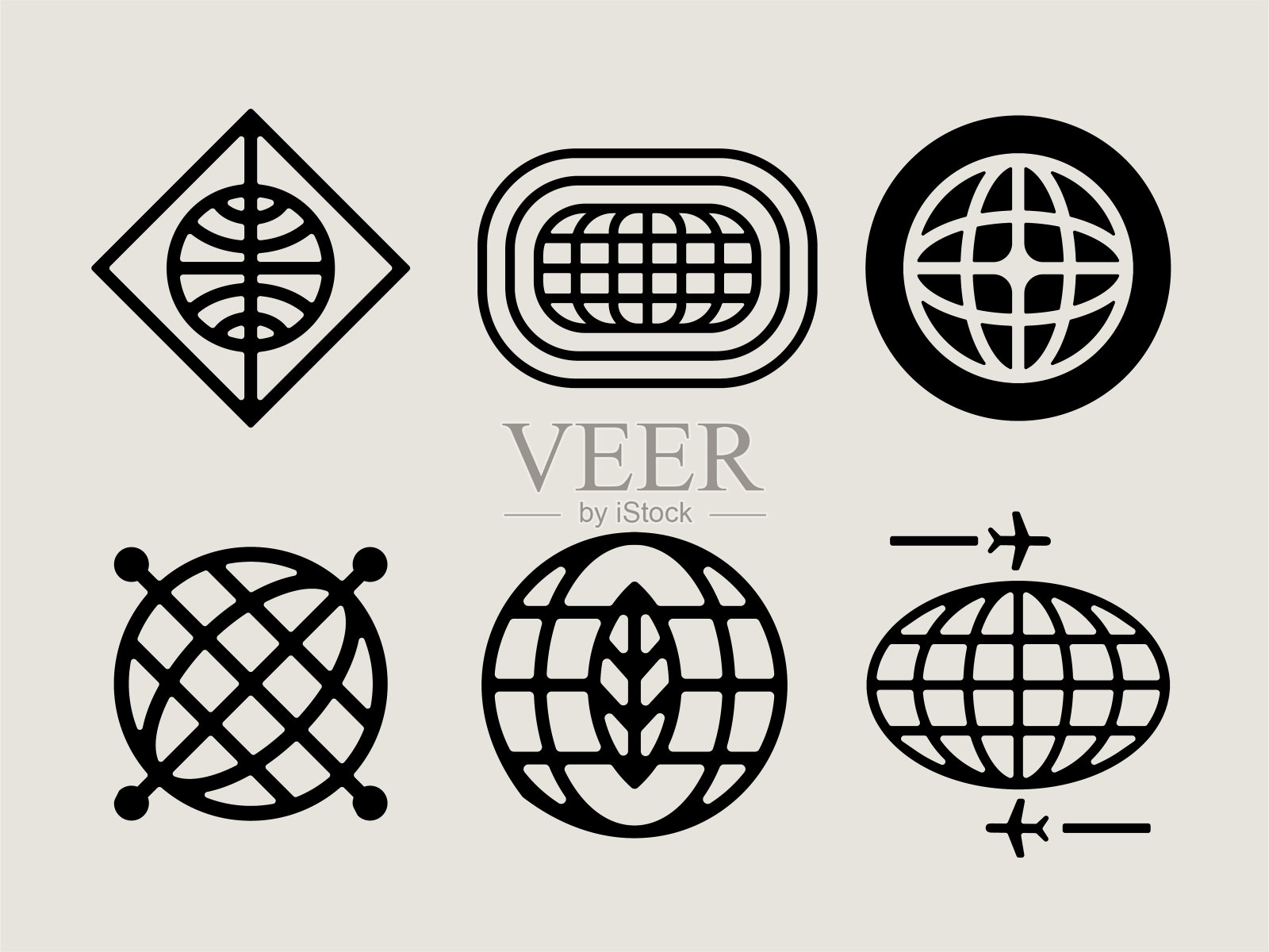 中世纪的现代环球图标插画图片素材