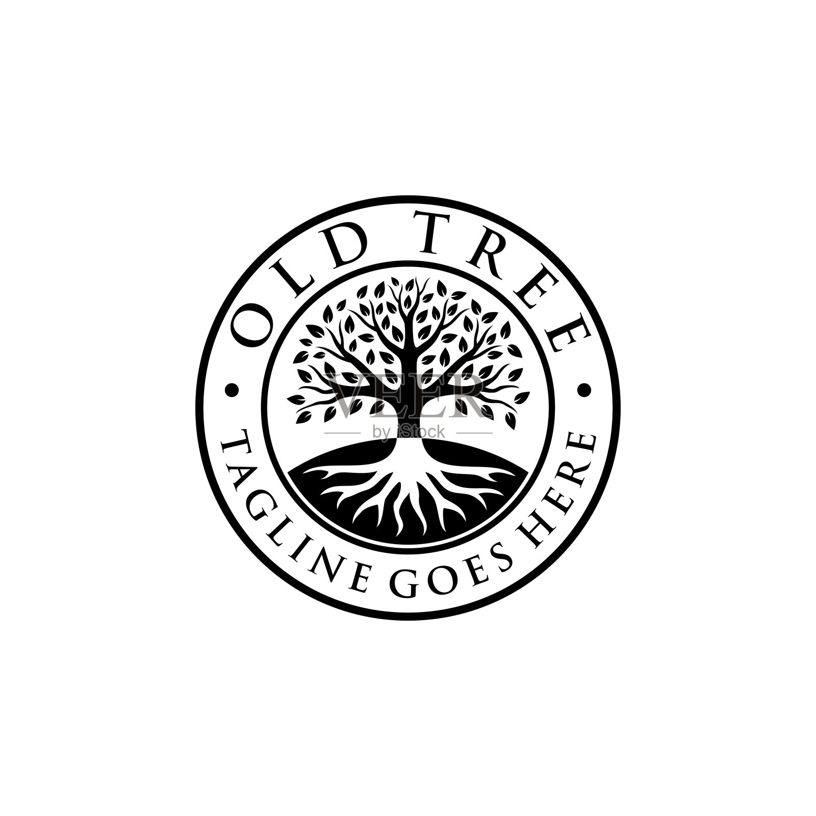 橡树设计复古向量插画图片素材