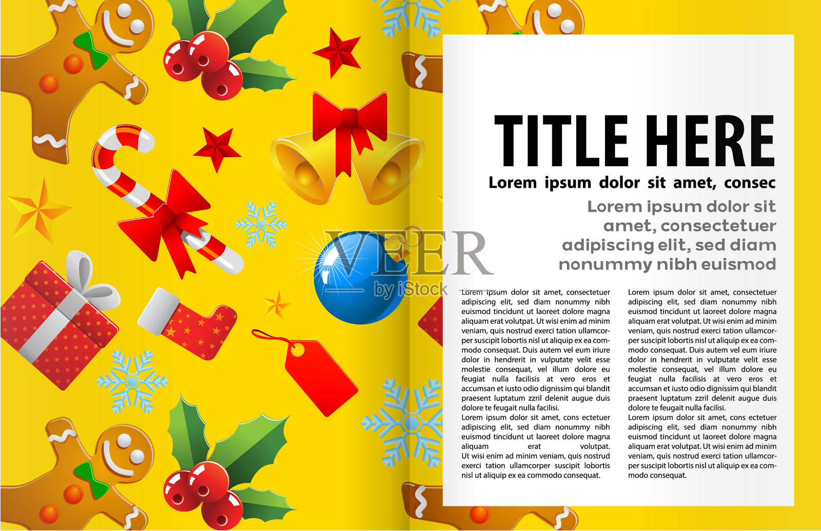 圣诞书或杂志插图模板。设计模板素材