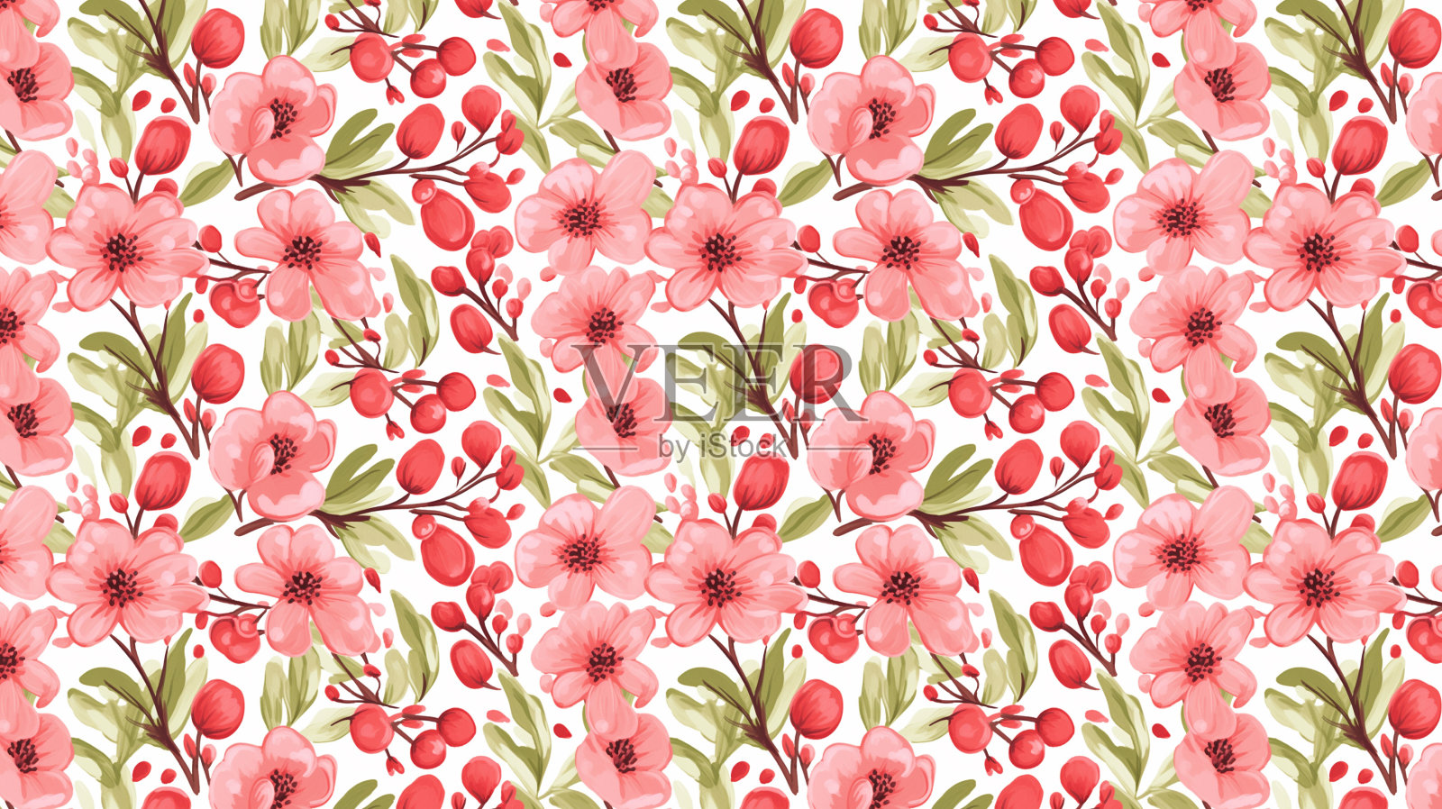 瓷砖无缝花纹古花适用于面料、纺织品、服装、包装纸、重复花、瓷砖花、无缝花、花纹花插画图片素材