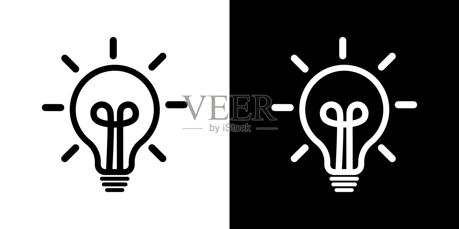 灯的想法标志。灯泡图标。灯矢量图标。图标素材