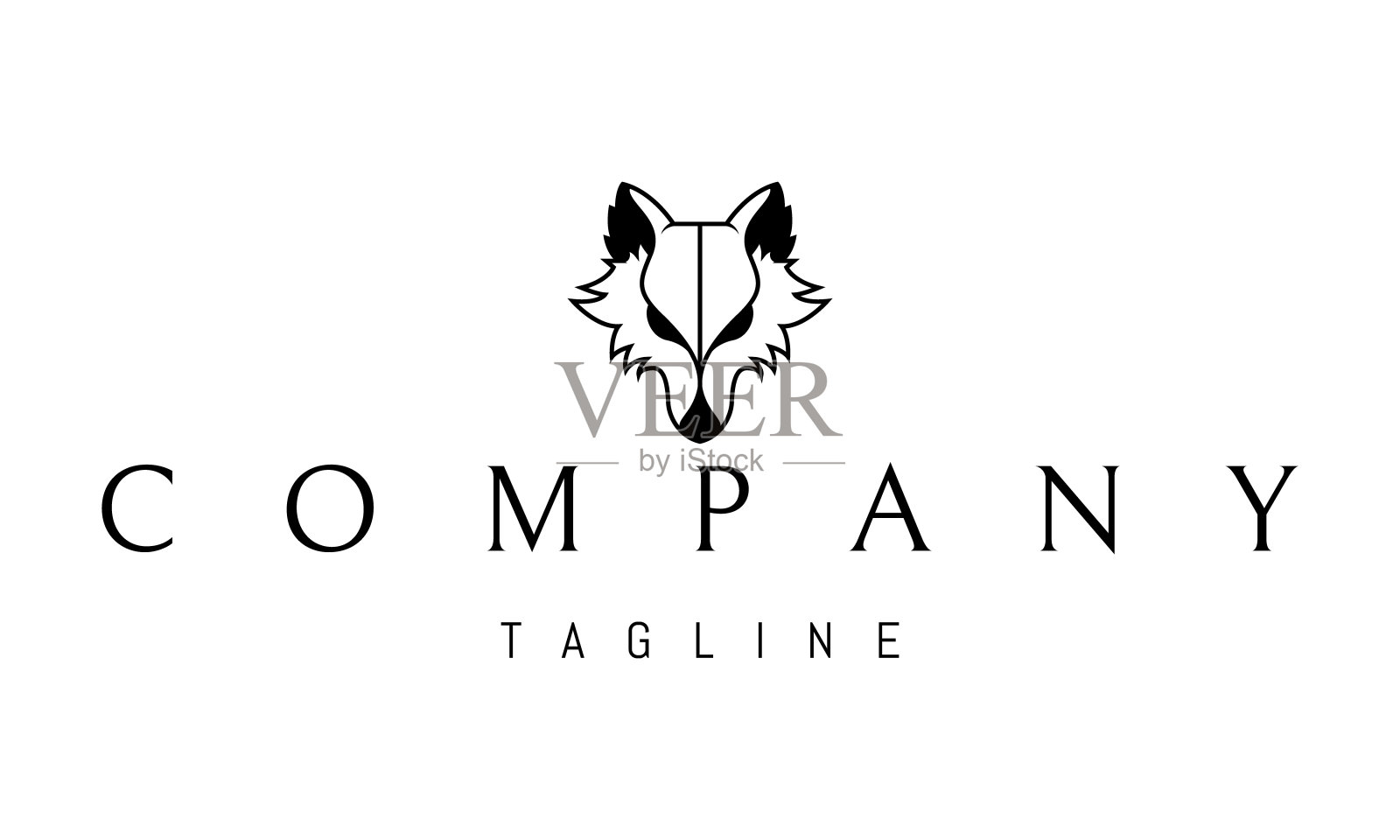 矢量标志上的一个抽象形象的狼头在一个线性的风格。插画图片素材