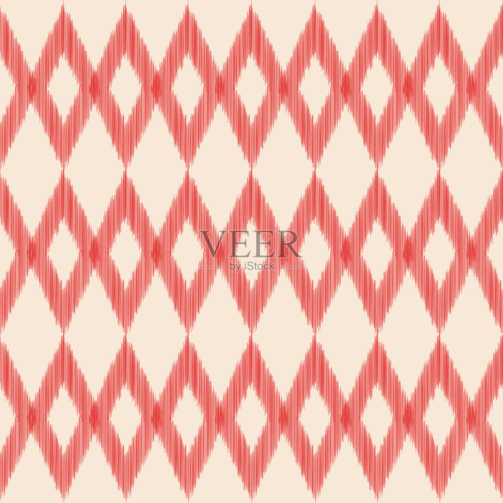 民族伊卡特织物图案几何风格。非洲伊卡特刺绣民族东方图案棕色奶油背景。插画图片素材