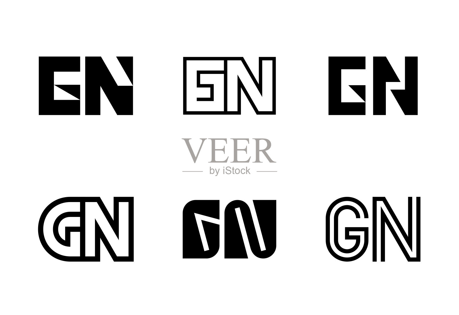 一套字母GN标志插画图片素材