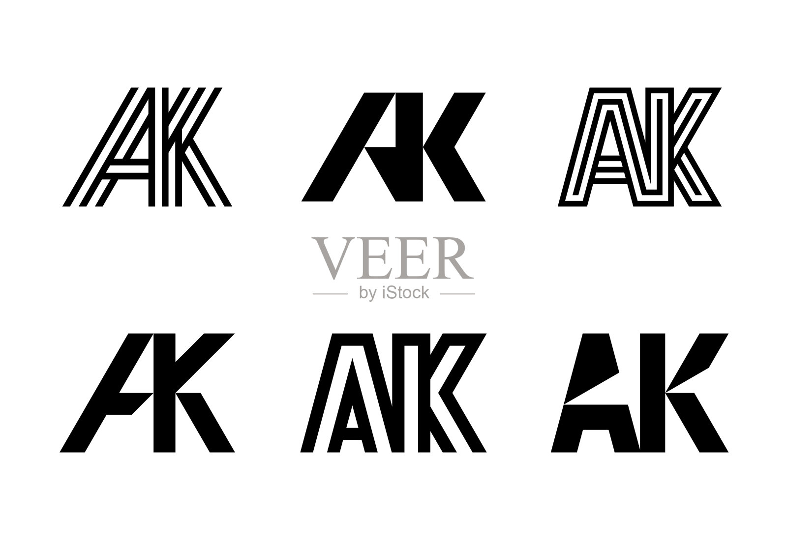 一套字母AK标志插画图片素材