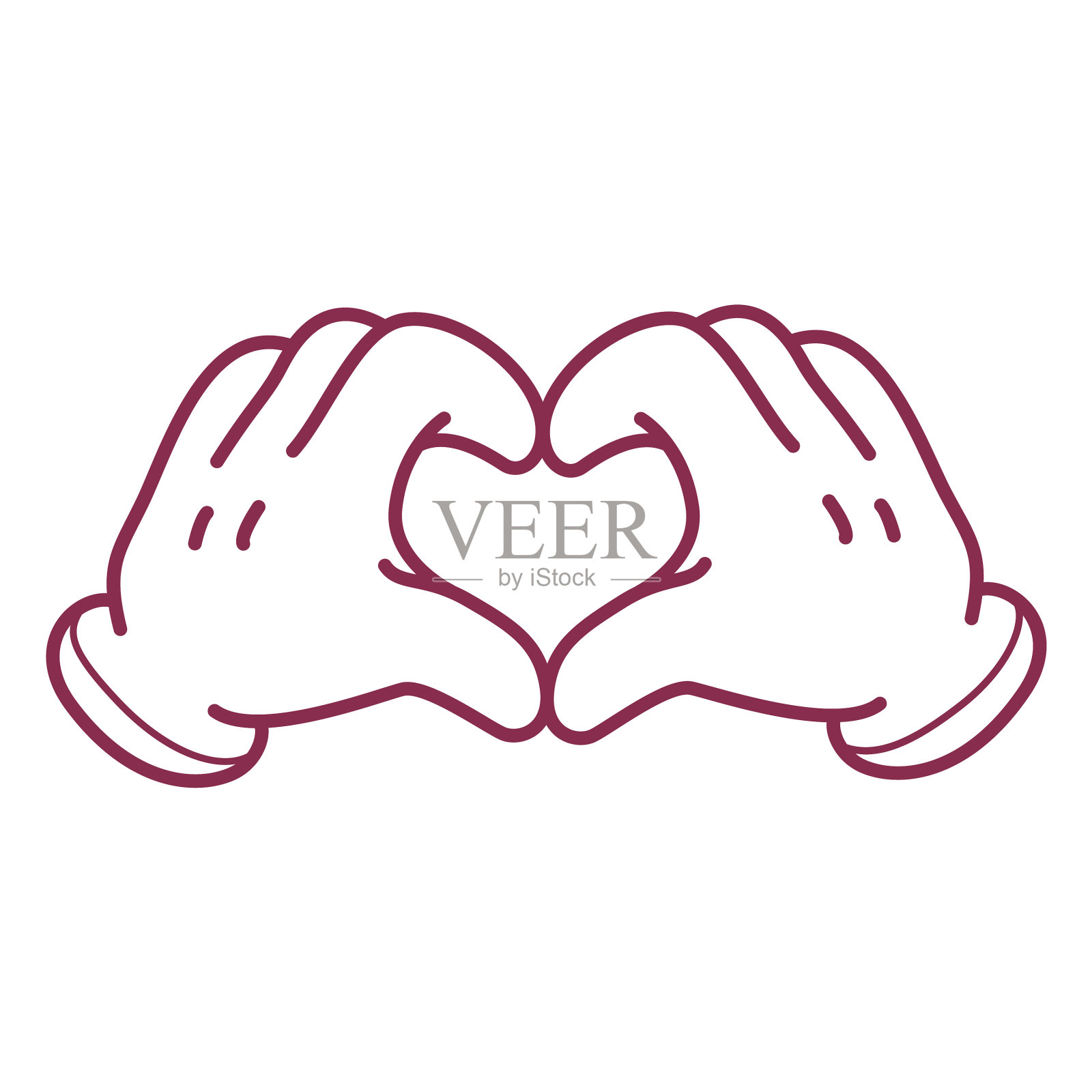 卡通手形成心脏搏动设计元素图片