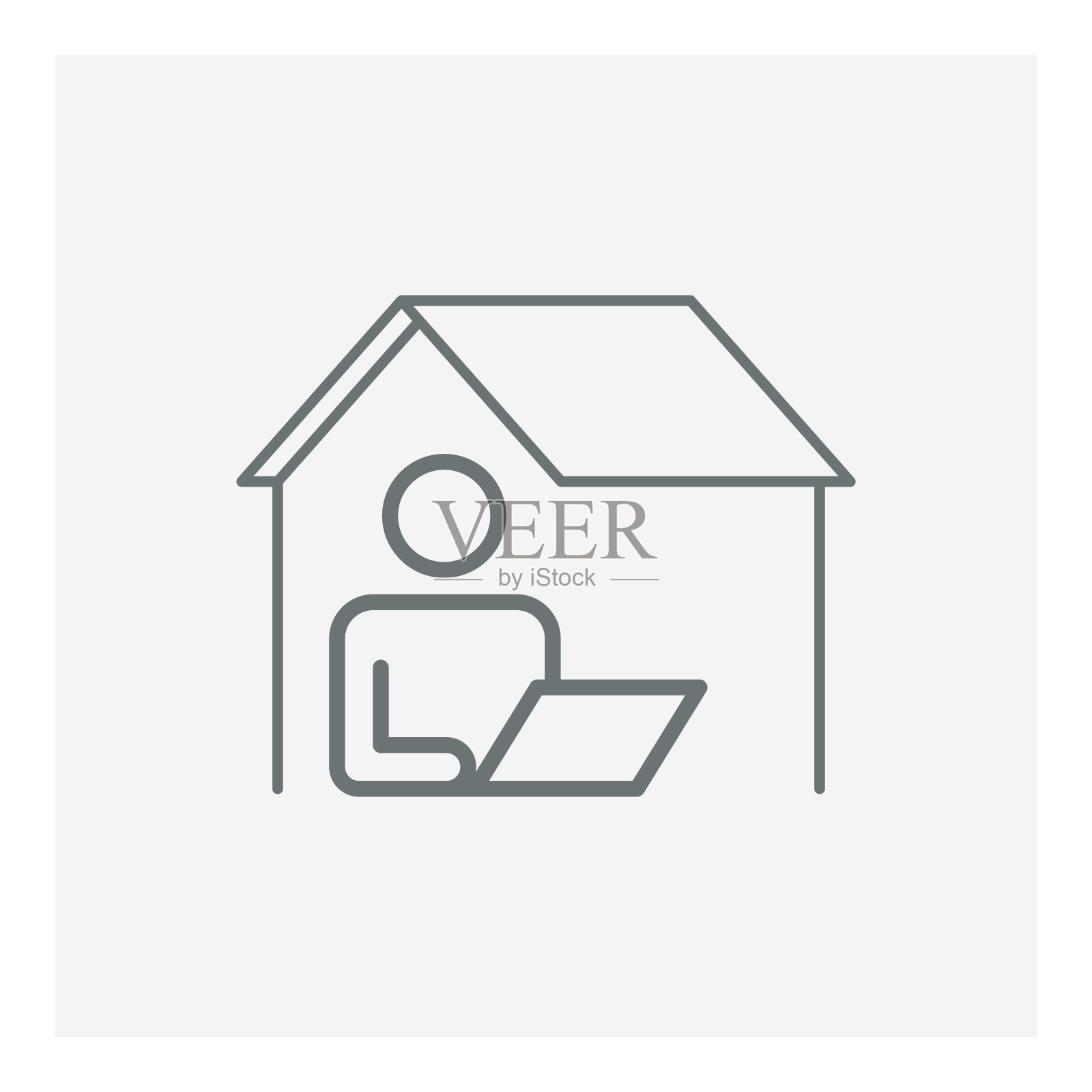 在家办公线条图标，居家图标图标素材